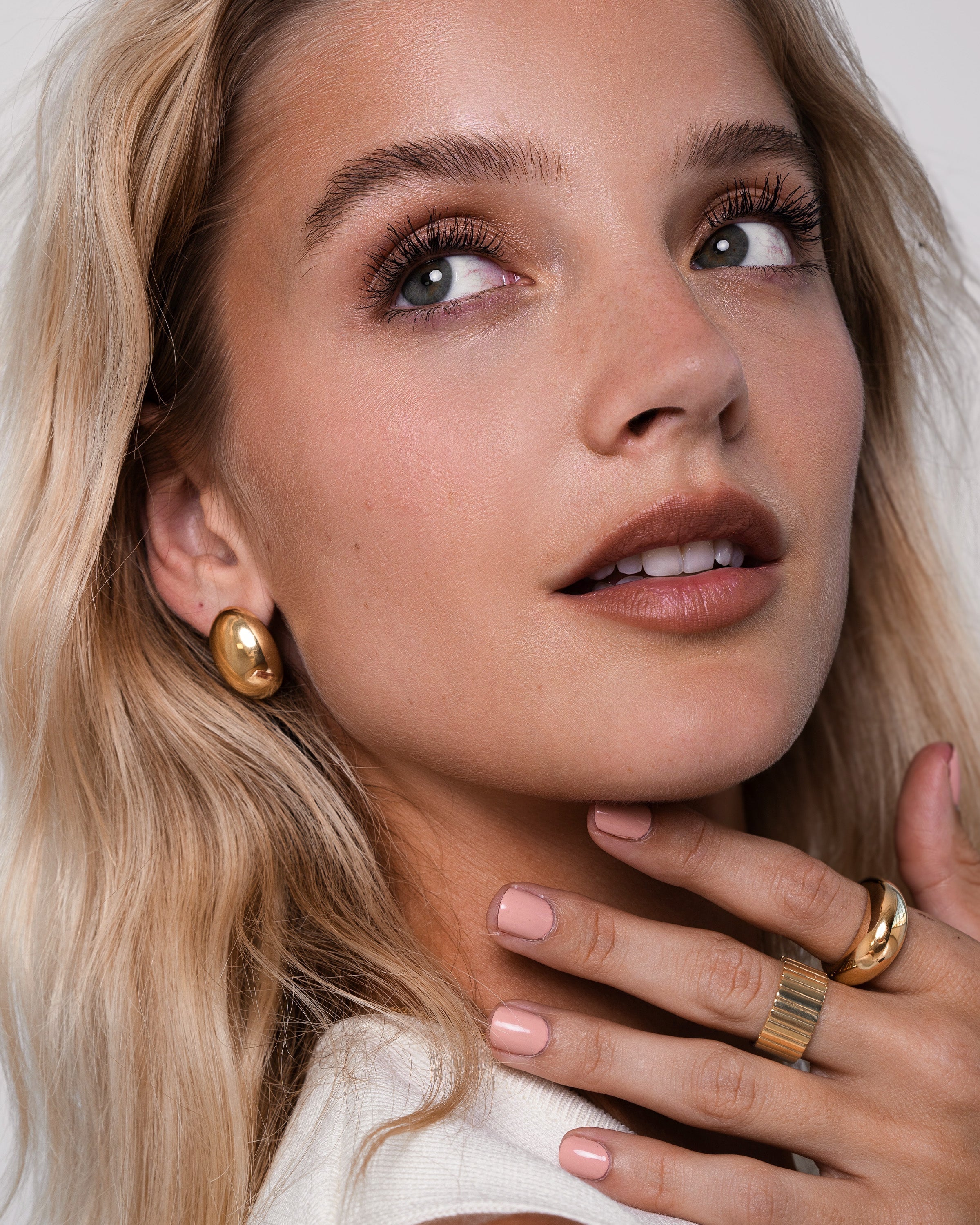 14k Gold Half Dome Stud Earrings