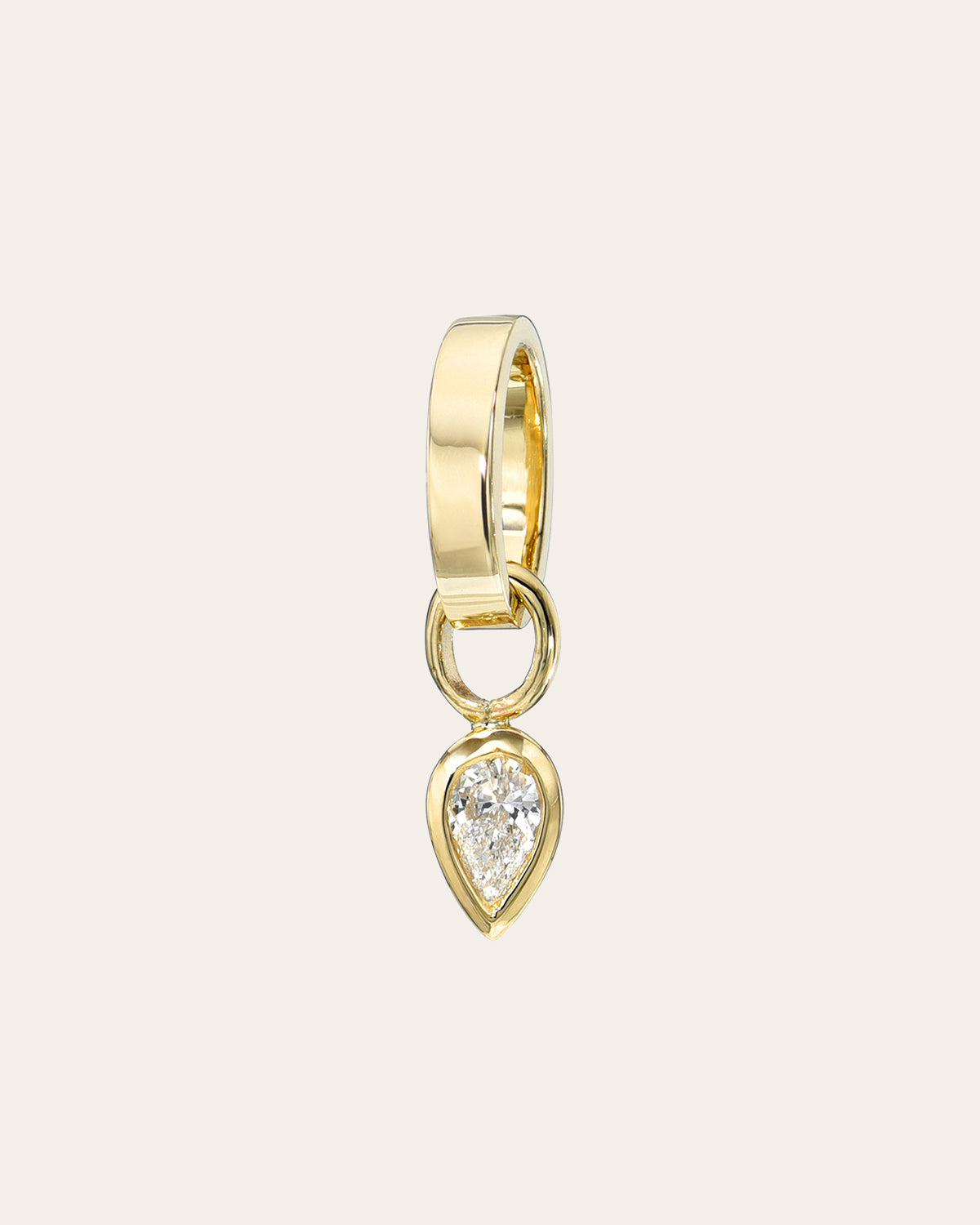 14k Gold Heirloom Charm With Diamond Pear Bezel