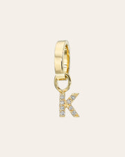 14k Gold Heirloom Charm With Mini Diamond Initial