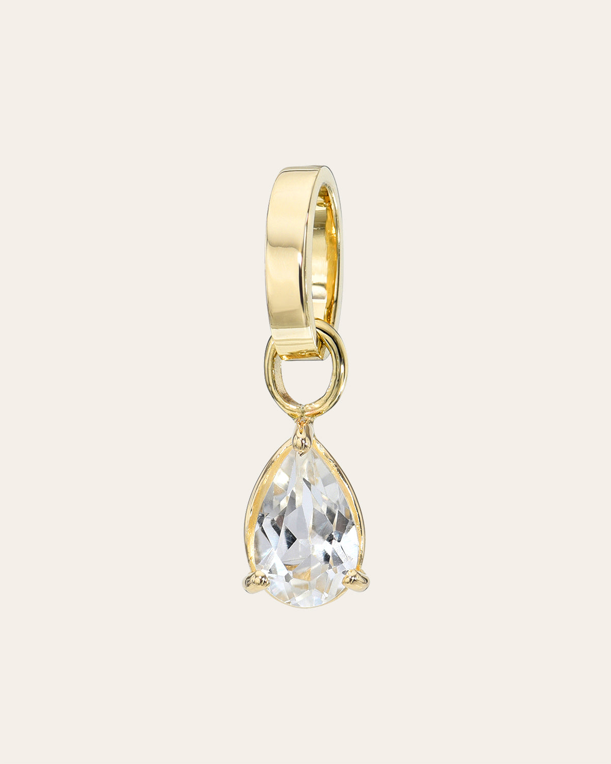 14k Gold Heirloom Charm With White Topaz Pear