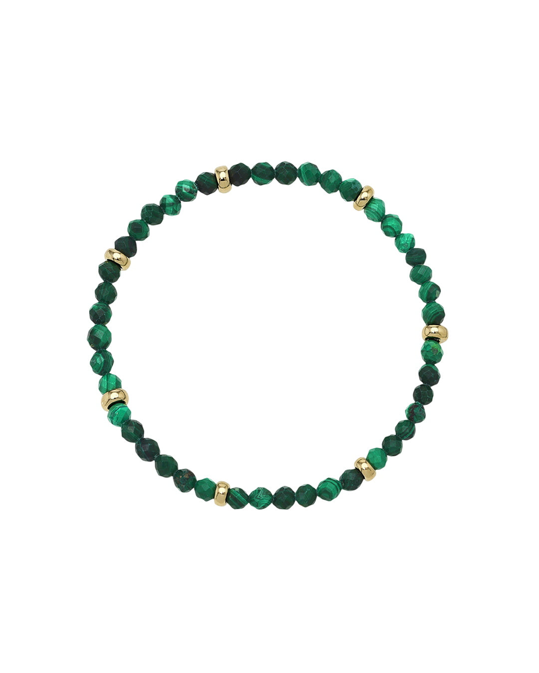 14k Gold Malachite Segment Bead Bracelet