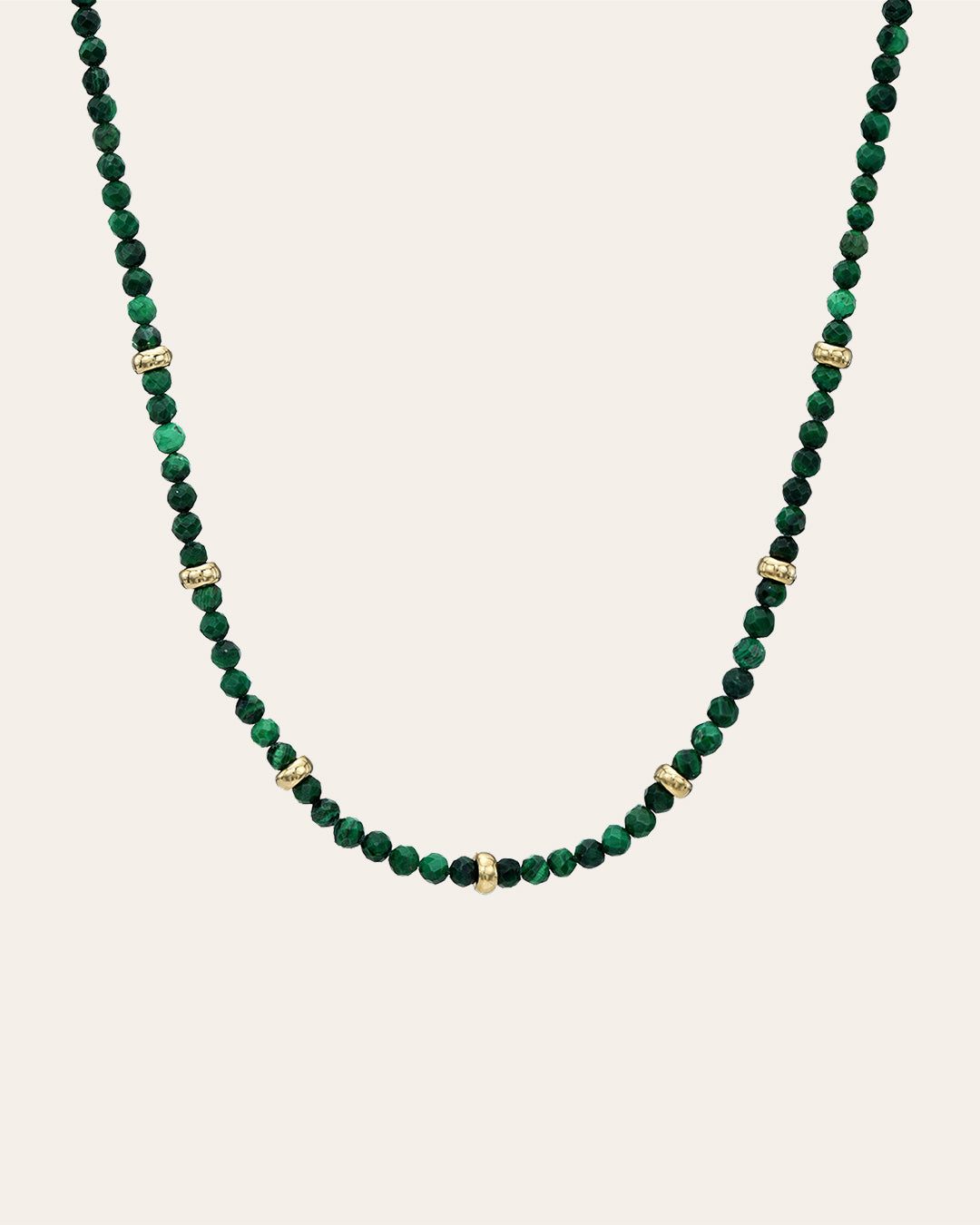 14k Gold Malachite Segment Bead Necklace