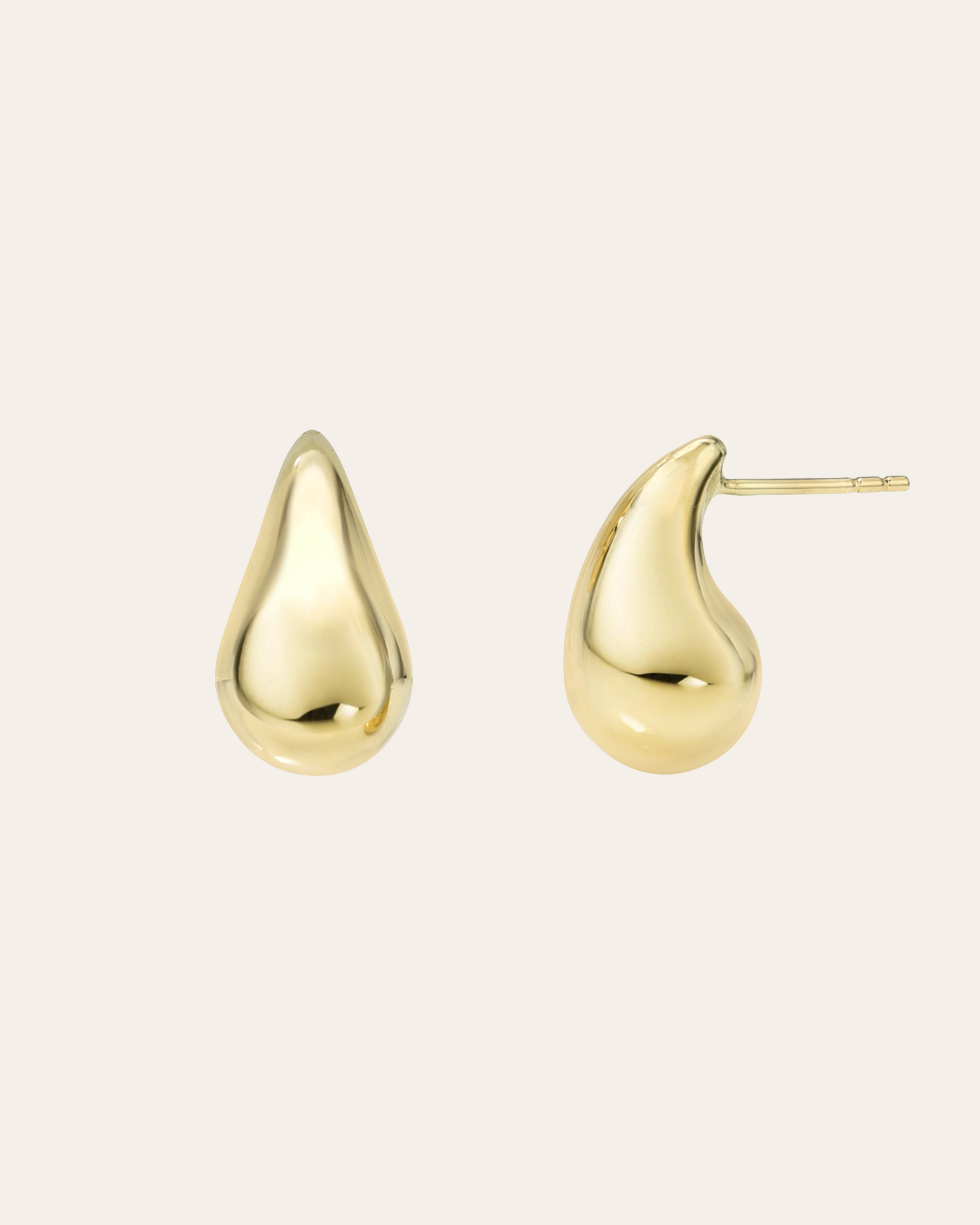 14k Gold Medium Teardrop Stud Earrings