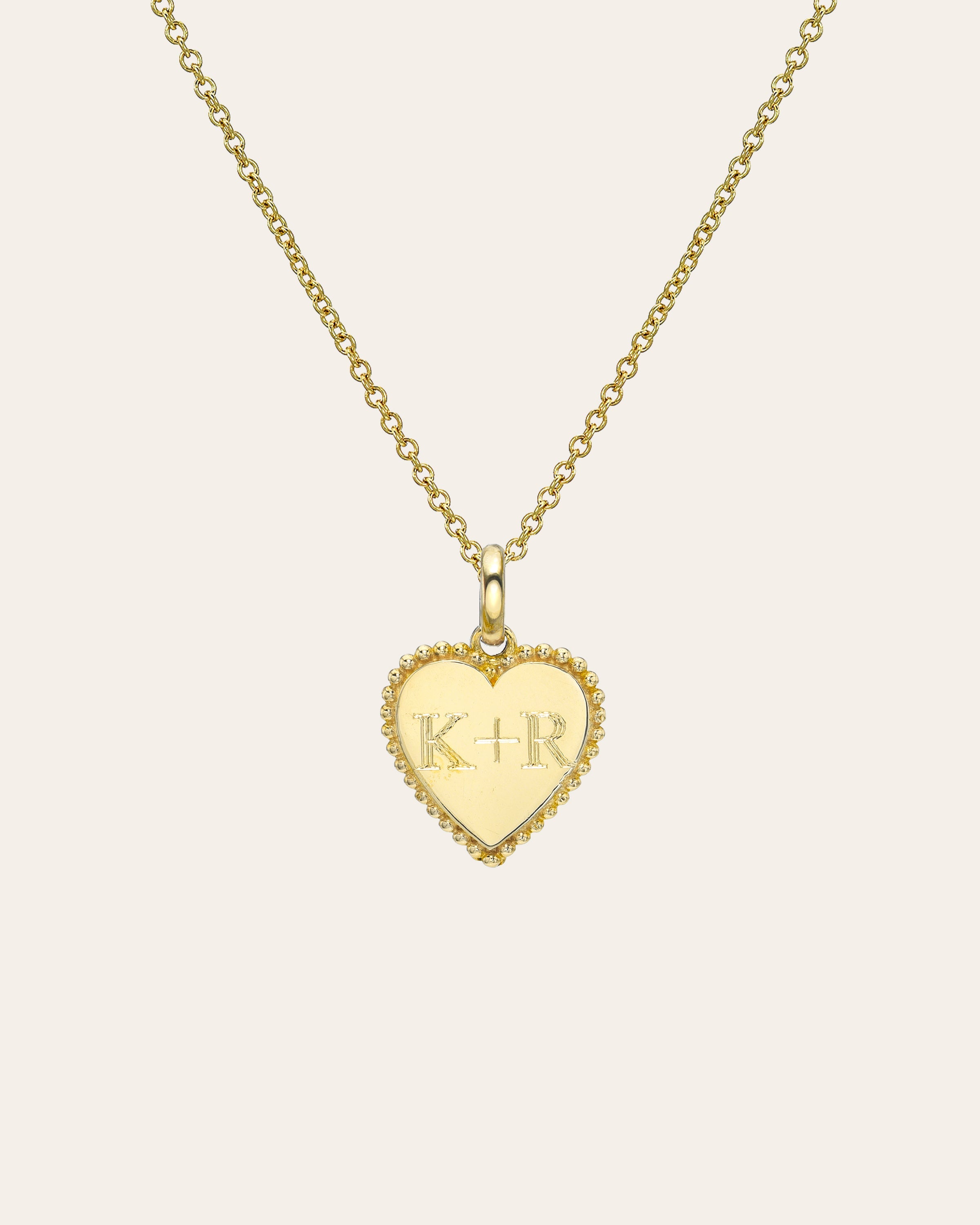 14k Gold Milgrain Heart Necklace