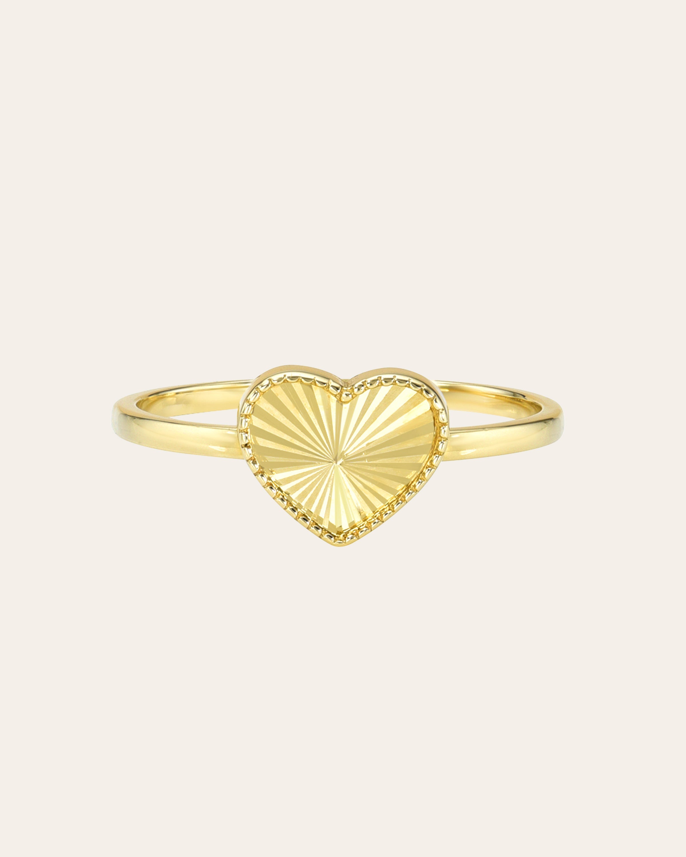 14k Gold Milgrain Heart Ring