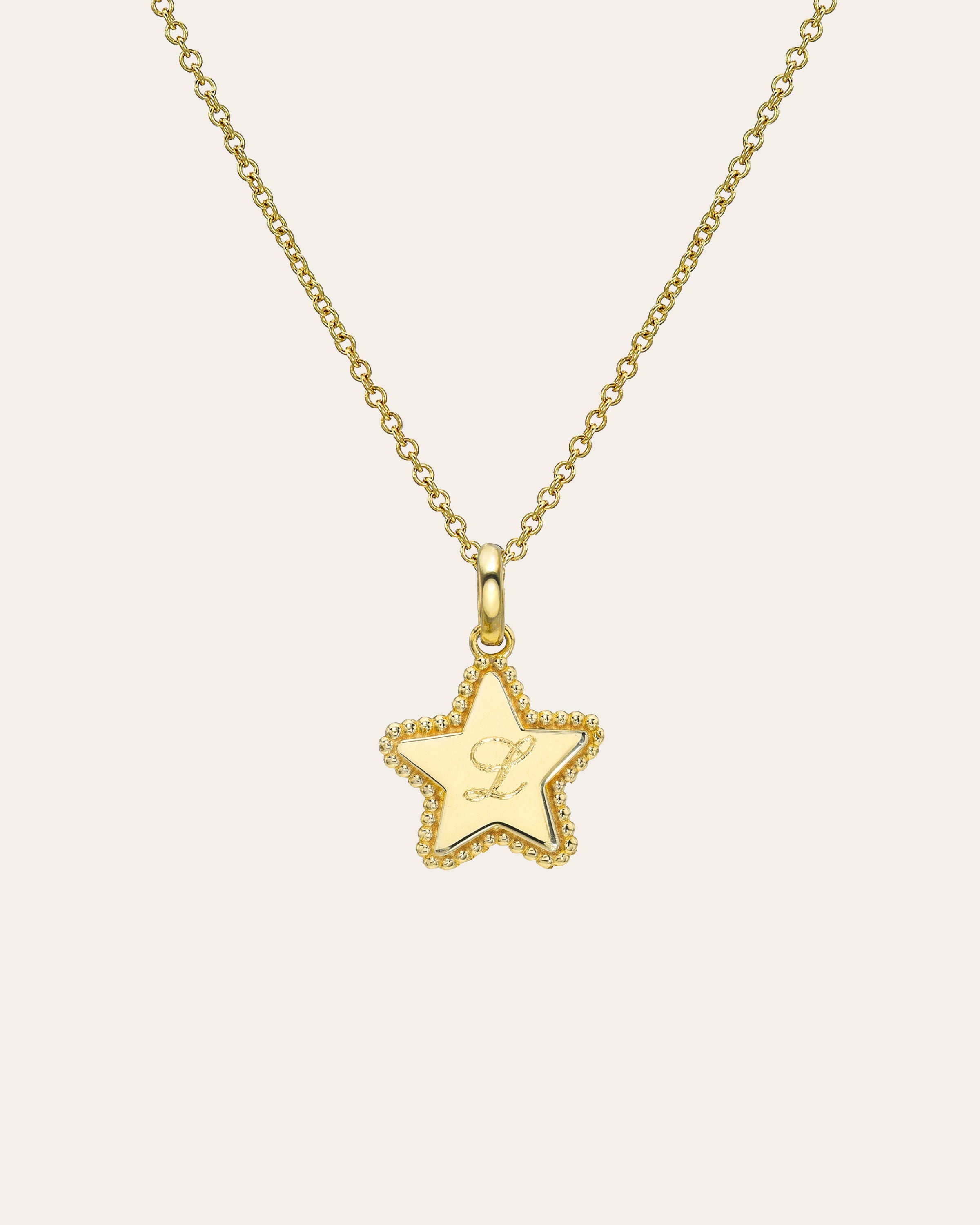 14k Gold Milgrain Star Necklace