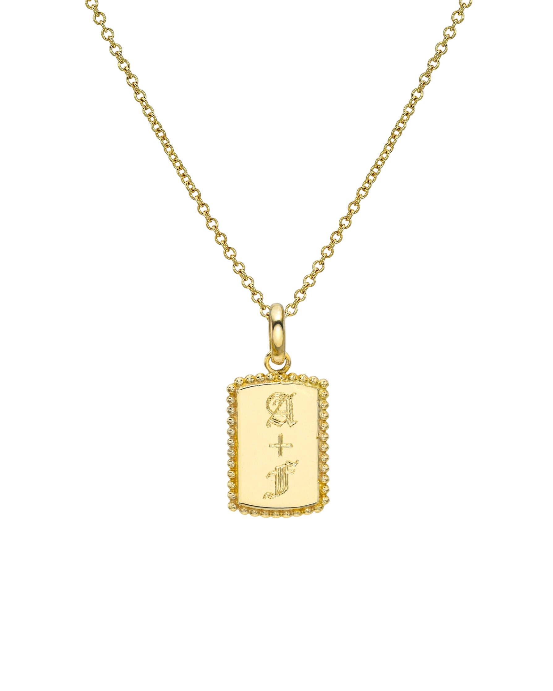 14k Gold Milgrain Tag Necklace