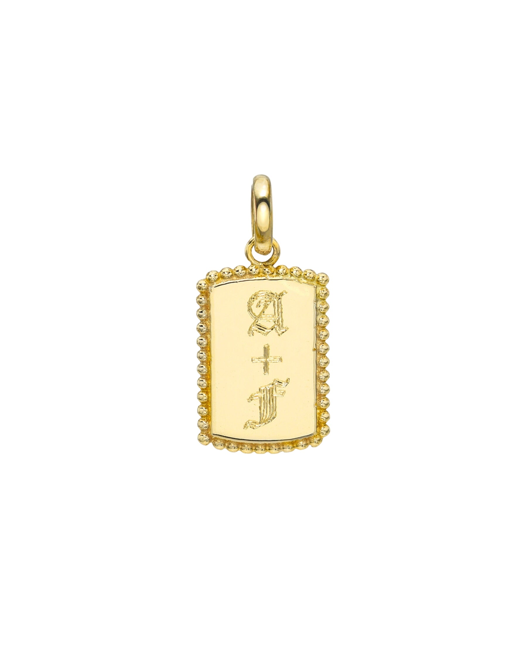 14k Gold Milgrain Tag Pendant