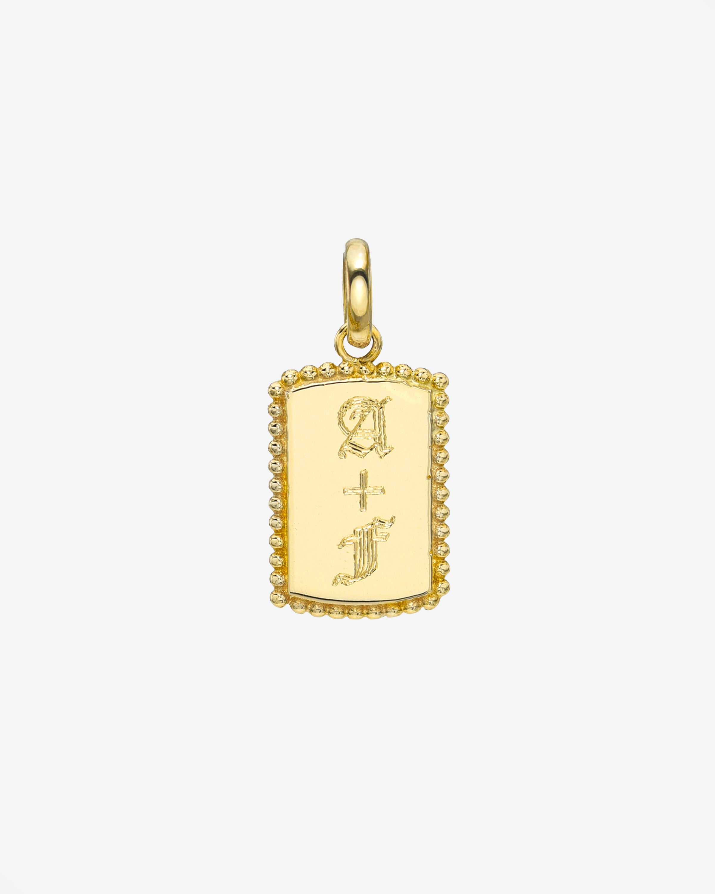 14k Gold Milgrain Tag Pendant