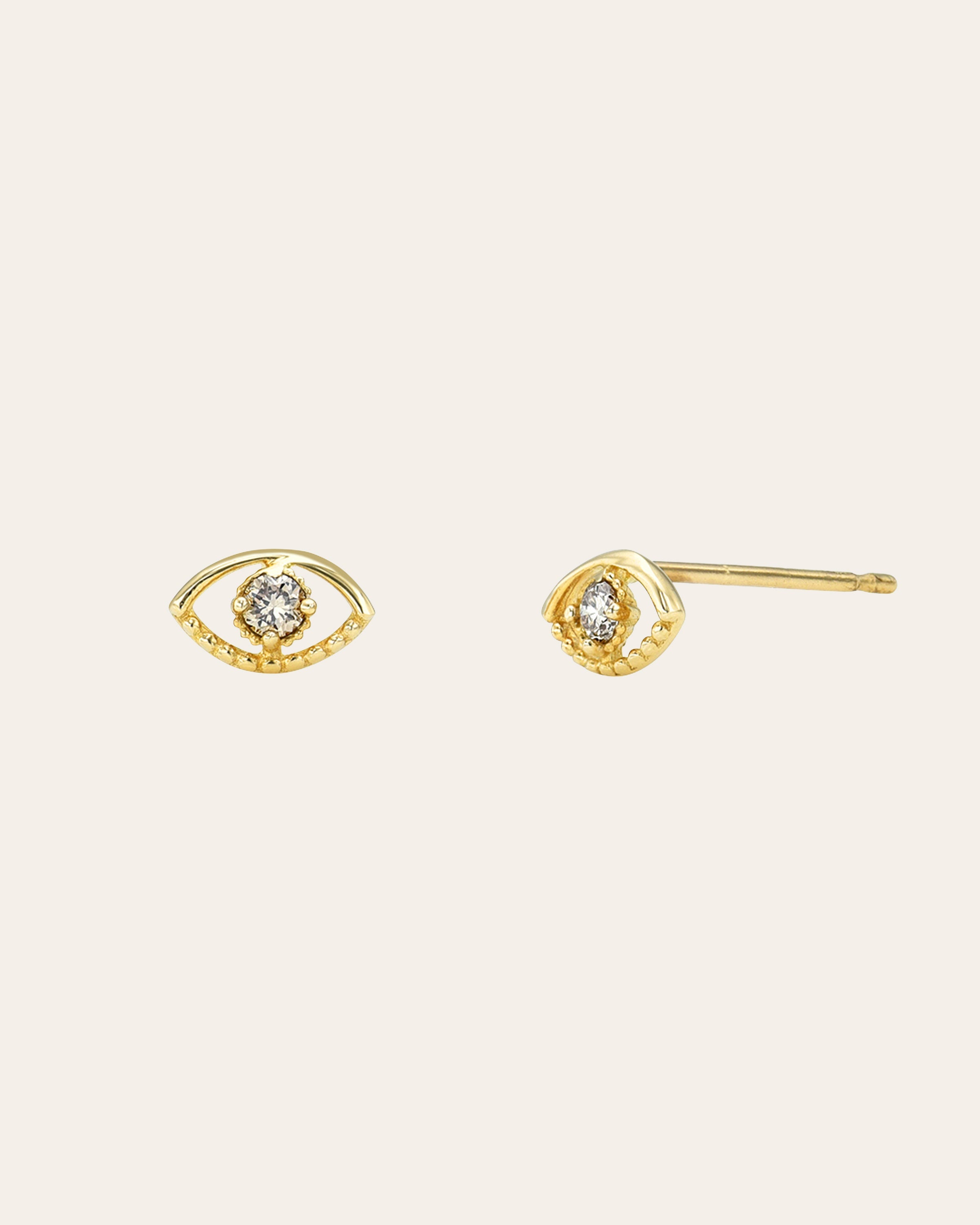 14k Gold Open Eye Diamond Studs