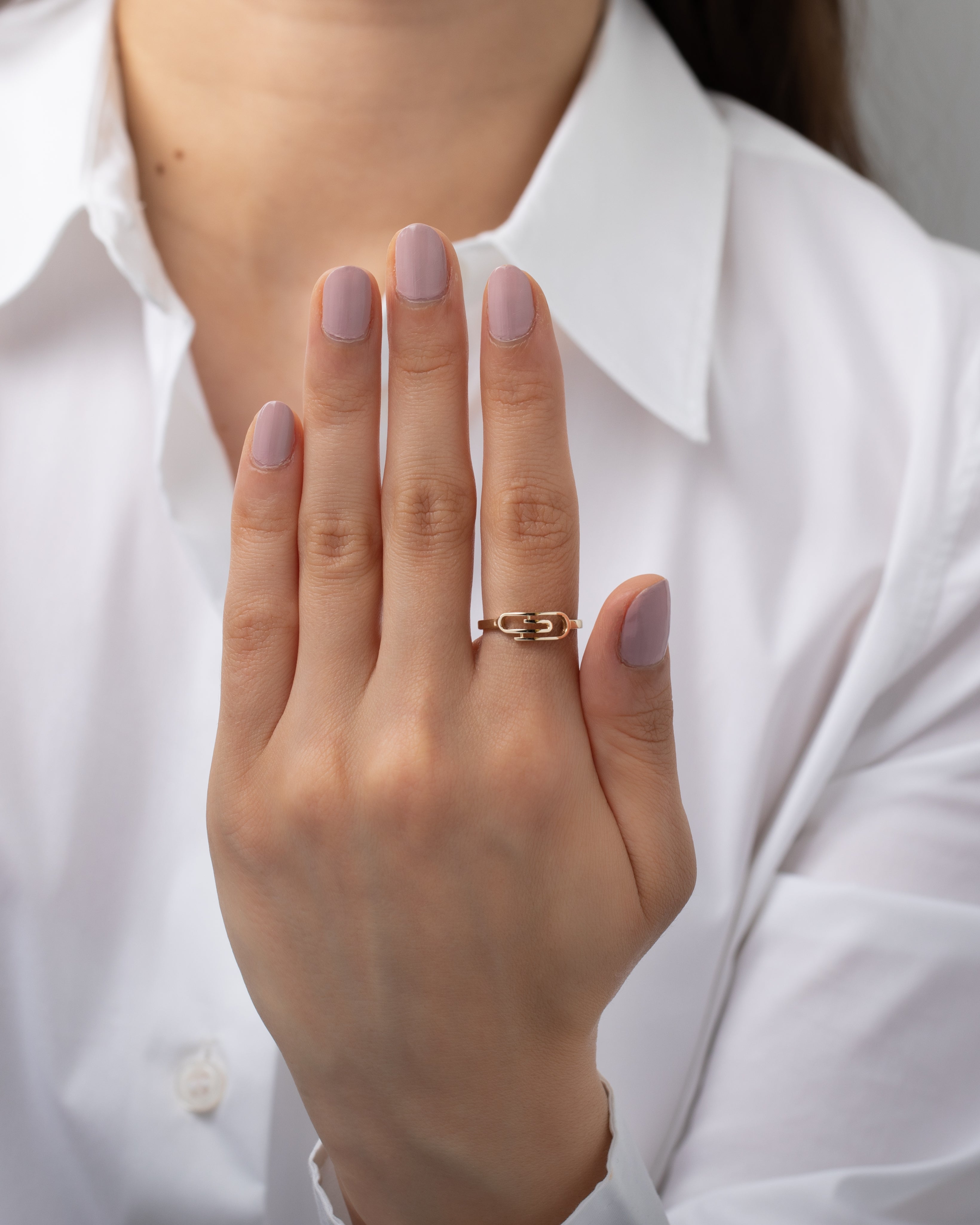 14k Gold Paper Clip Ring