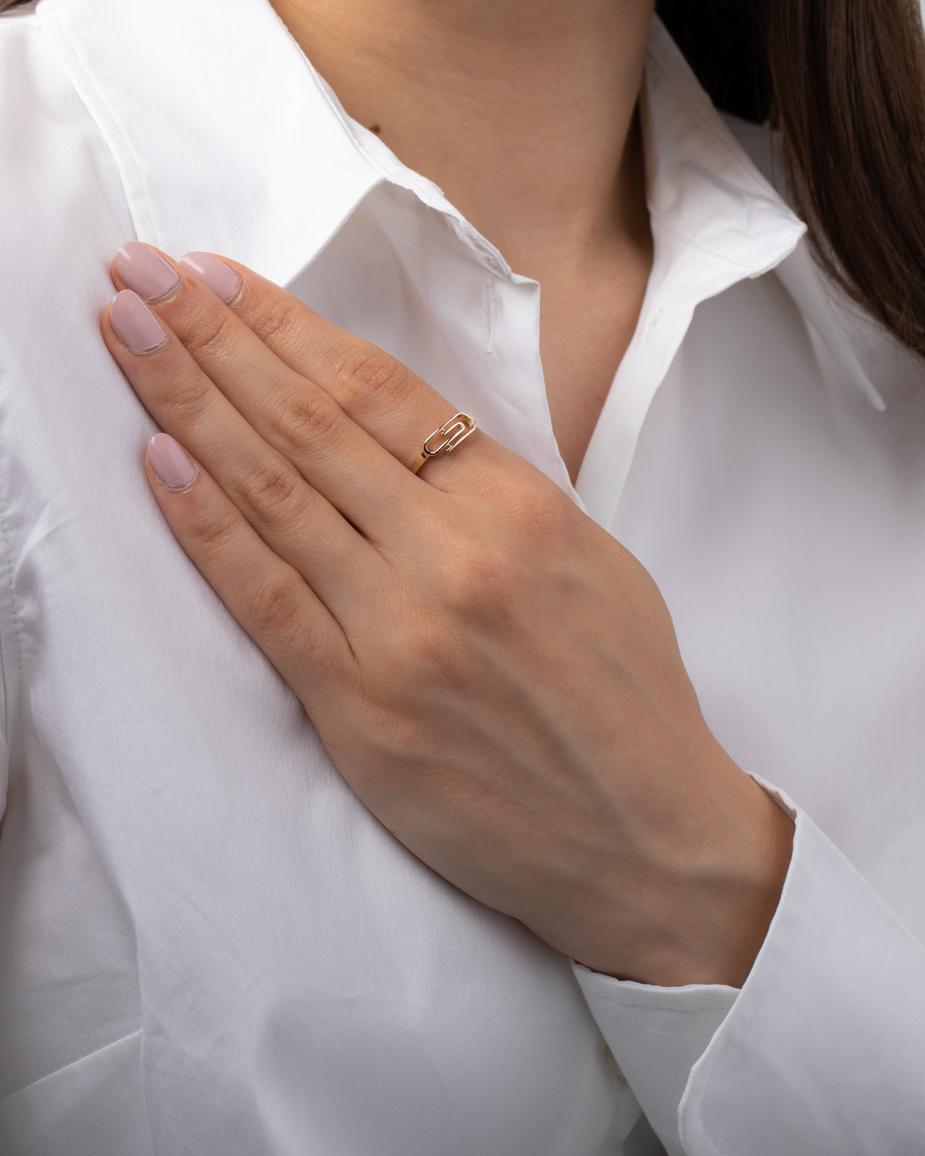 14k Gold Paper Clip Ring