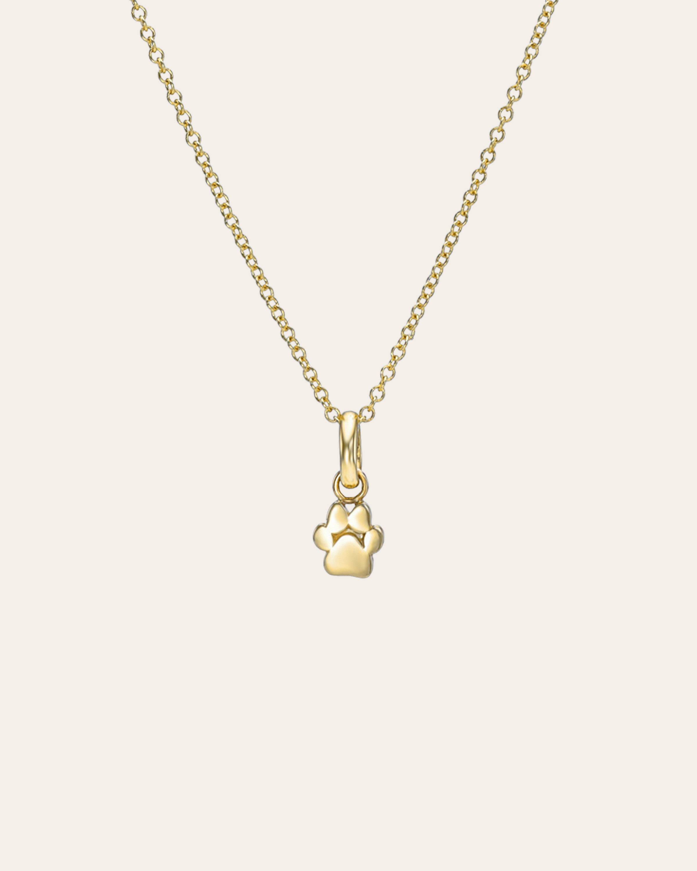 14k Gold Paw Necklace