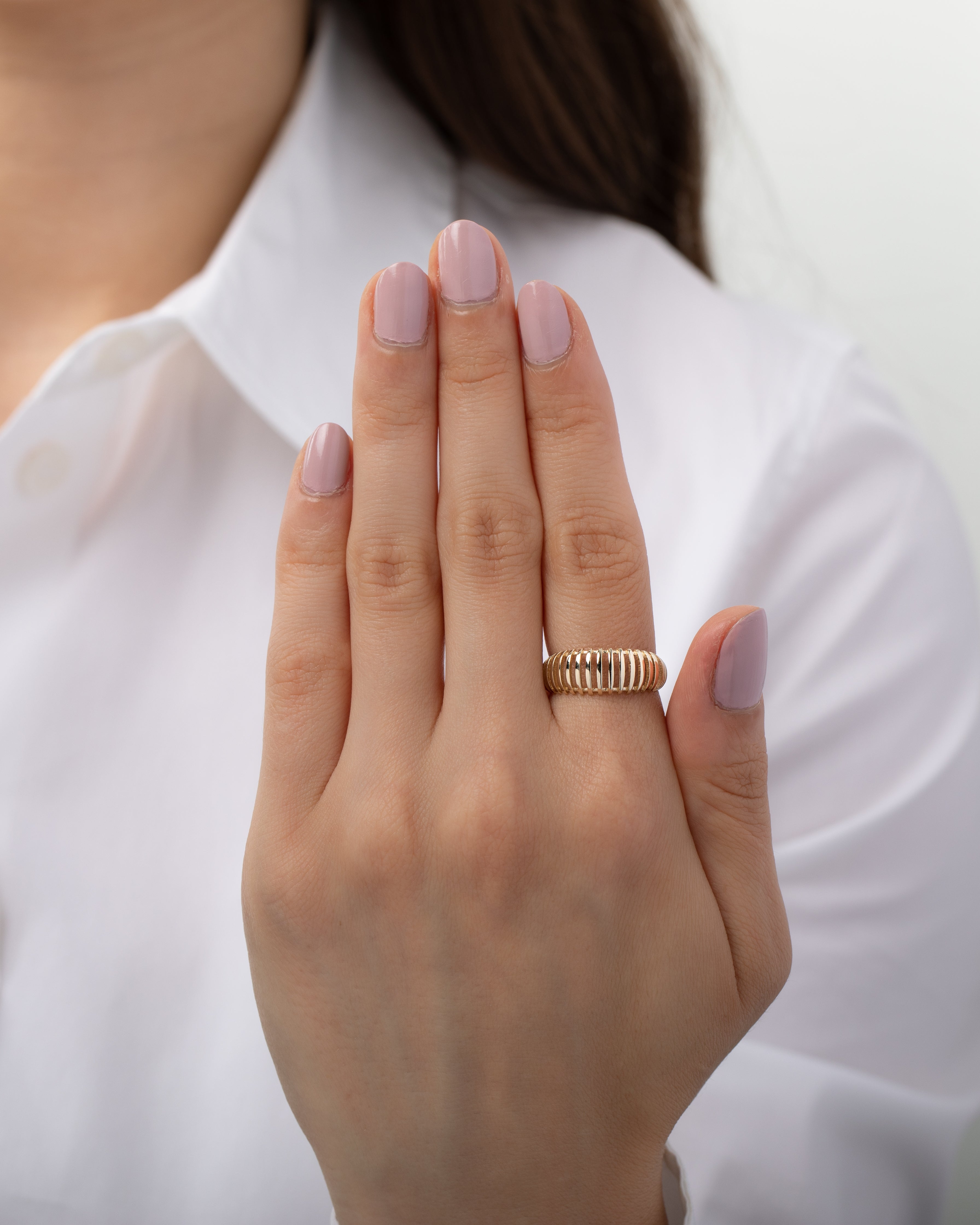 14k Gold Open Dome Ring