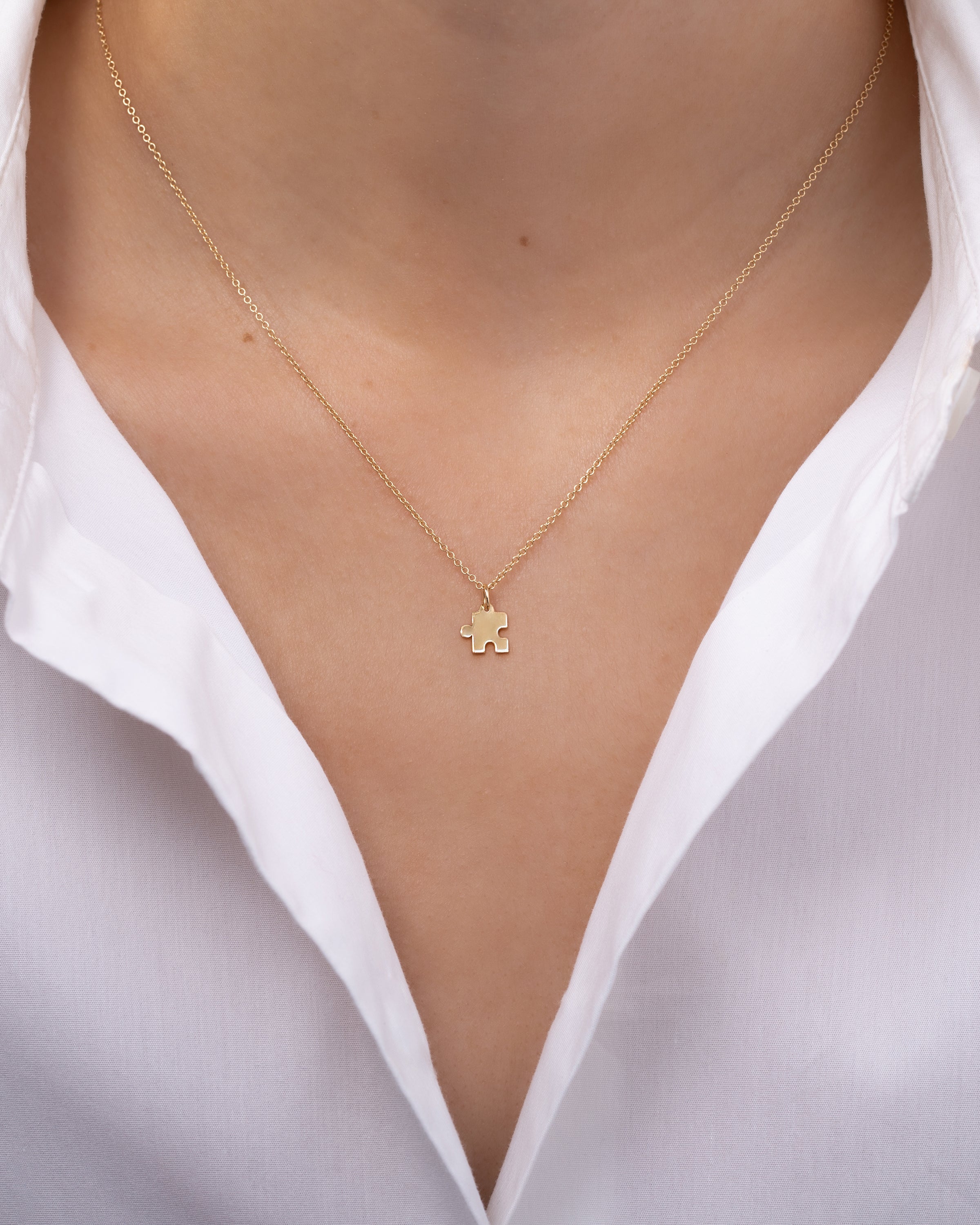 14k Gold Puzzle Piece Pendant