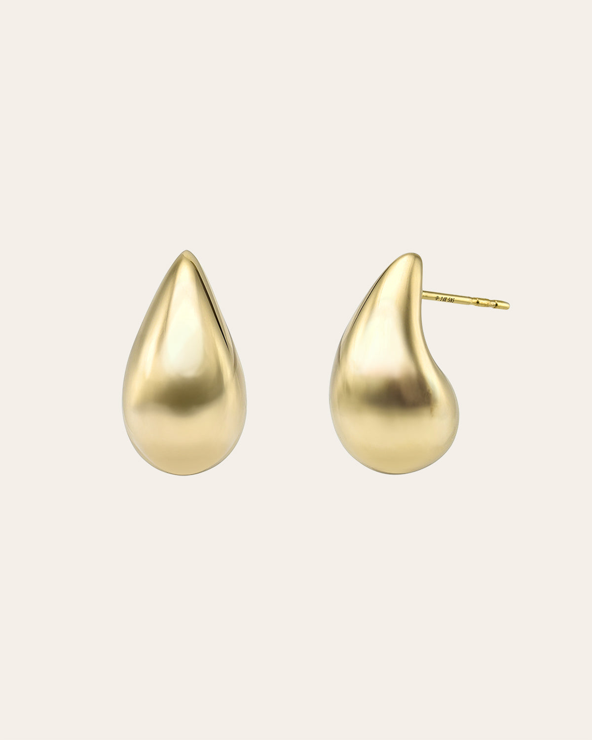 14k Gold Large Teardrop Stud Earrings