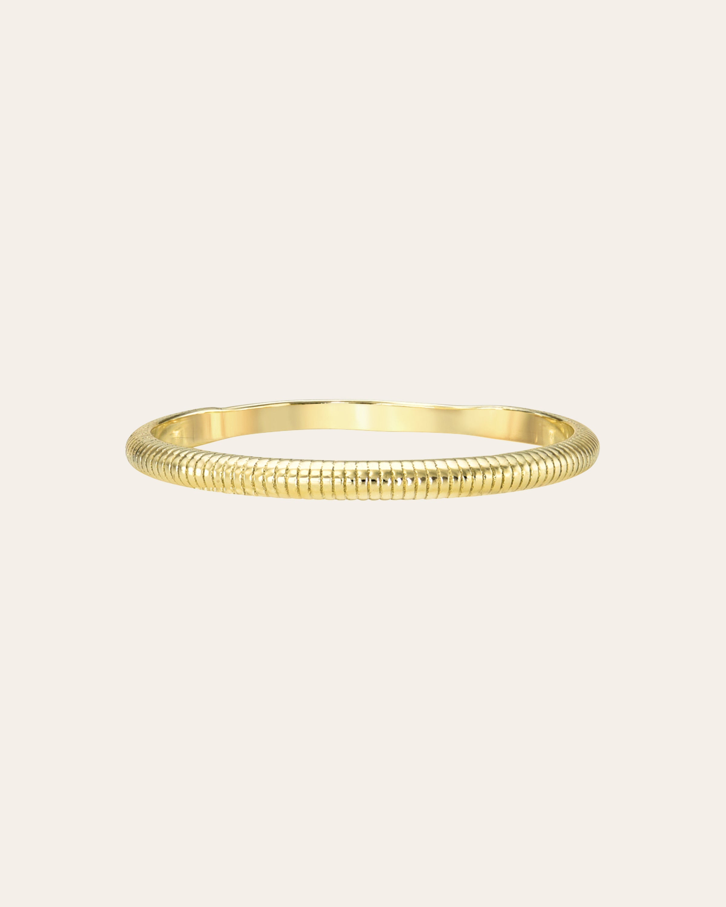 14k Gold Thin Ribbed Band