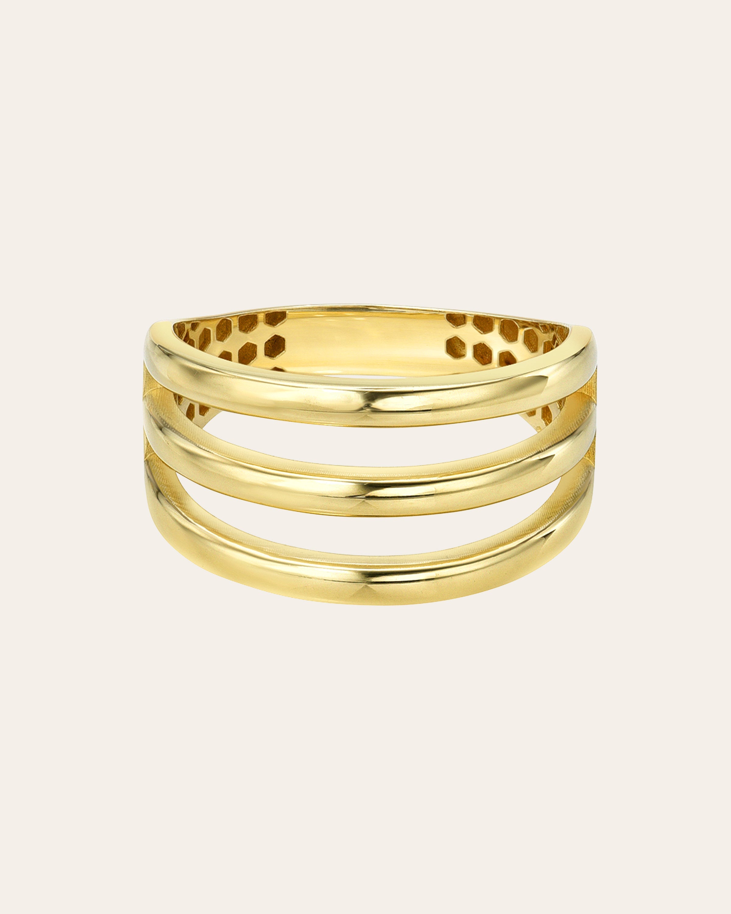 14k Gold Triple Row Ring