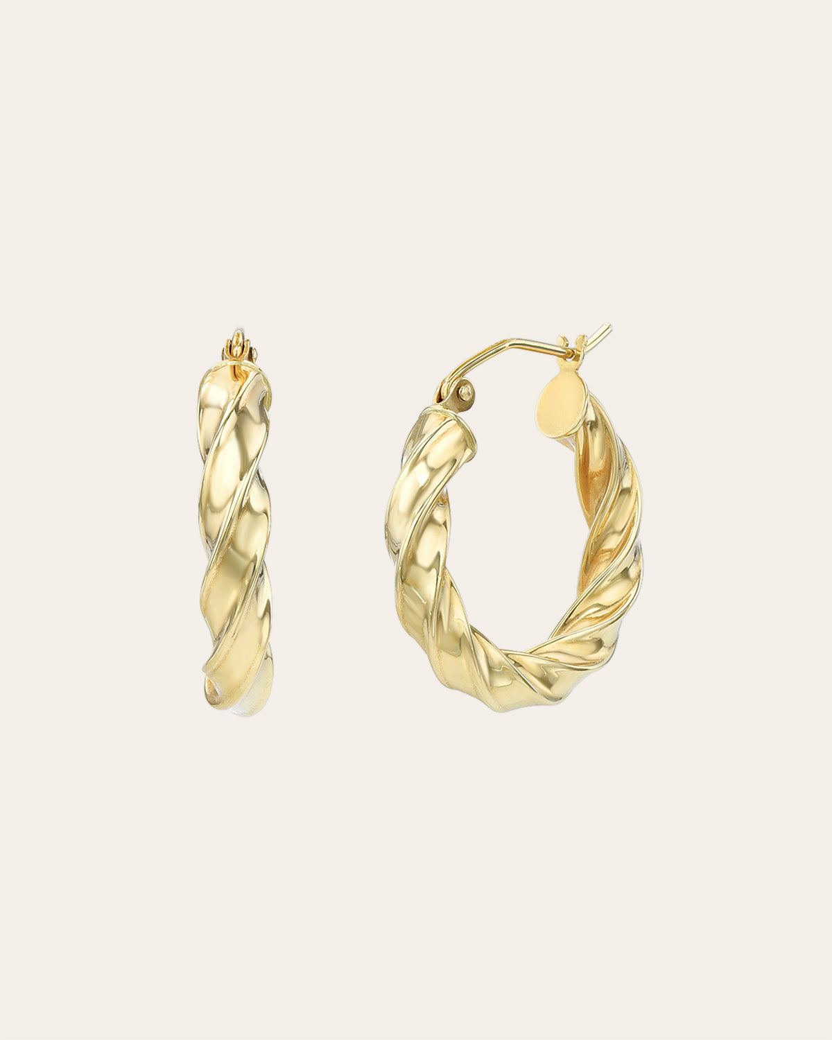 14k Gold Twisted Edge Hoops