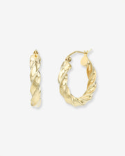 14k Gold Twisted Edge Hoops