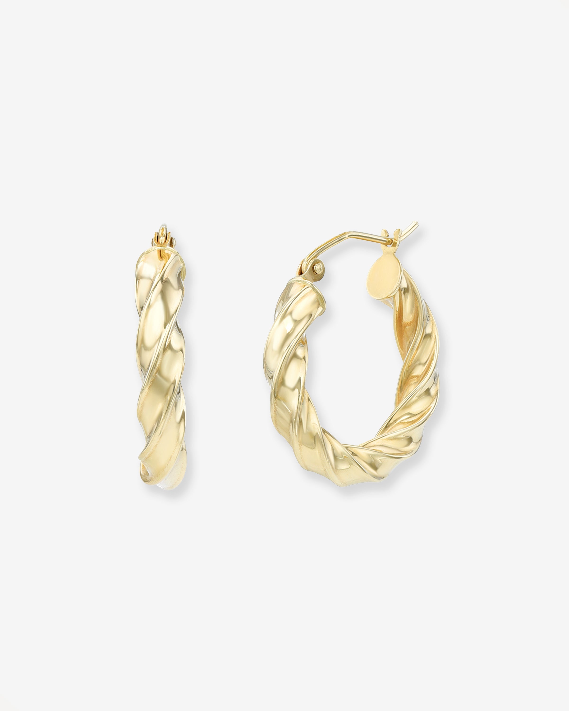 14k Gold Twisted Edge Hoops