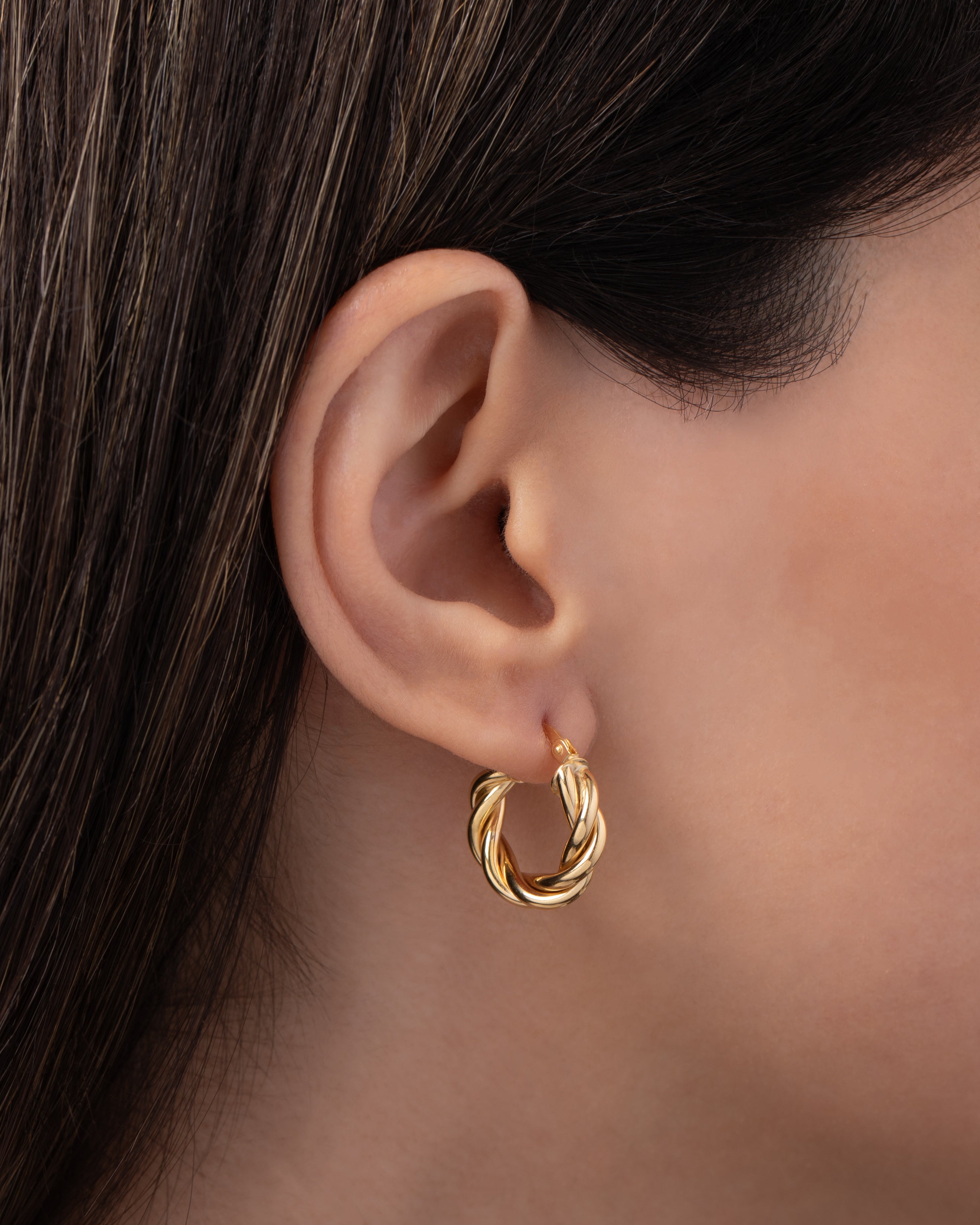 14k Gold Twisted Rope Hoops