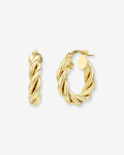 14k Gold Twisted Rope Hoops