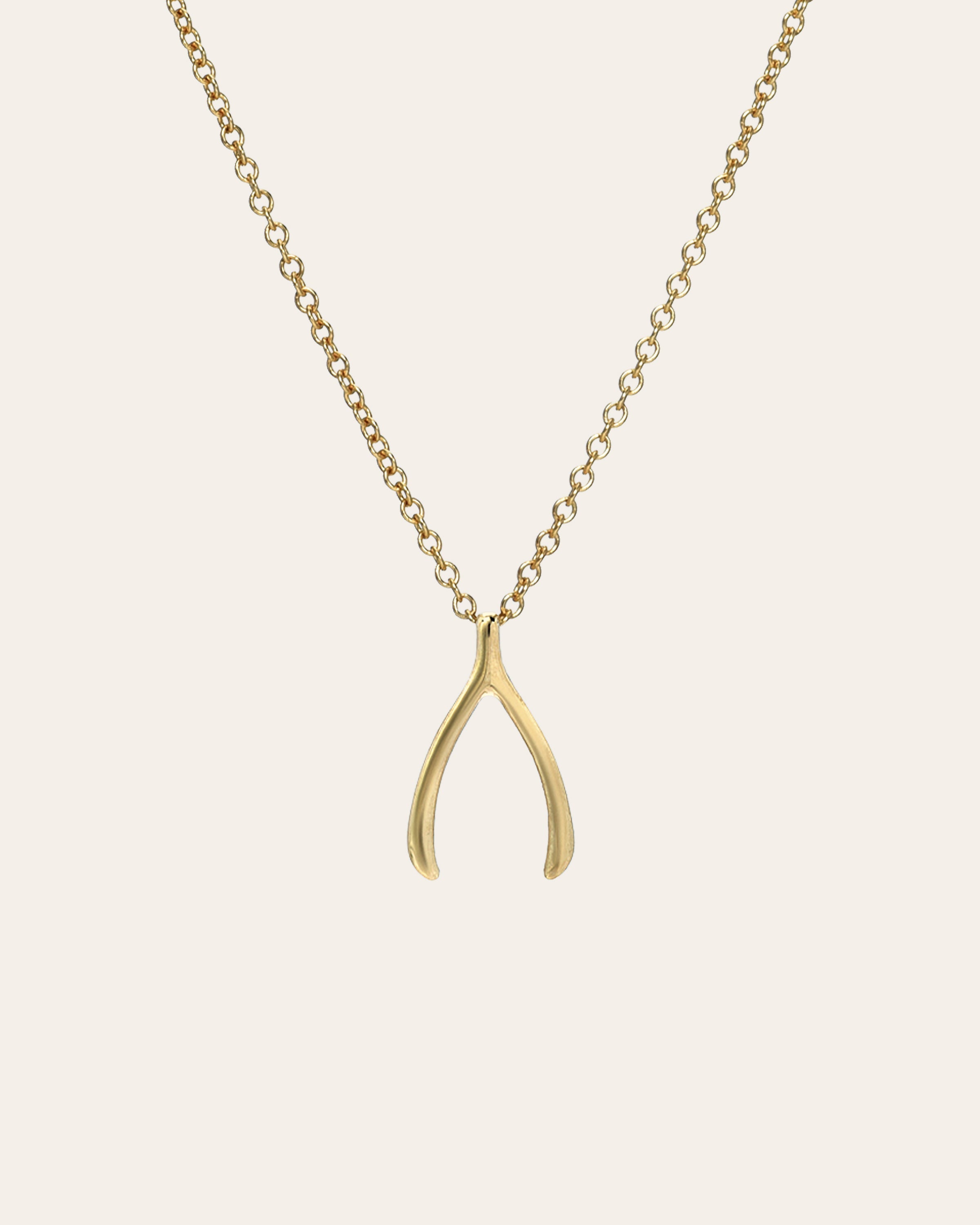 14k Gold Wishbone Necklace