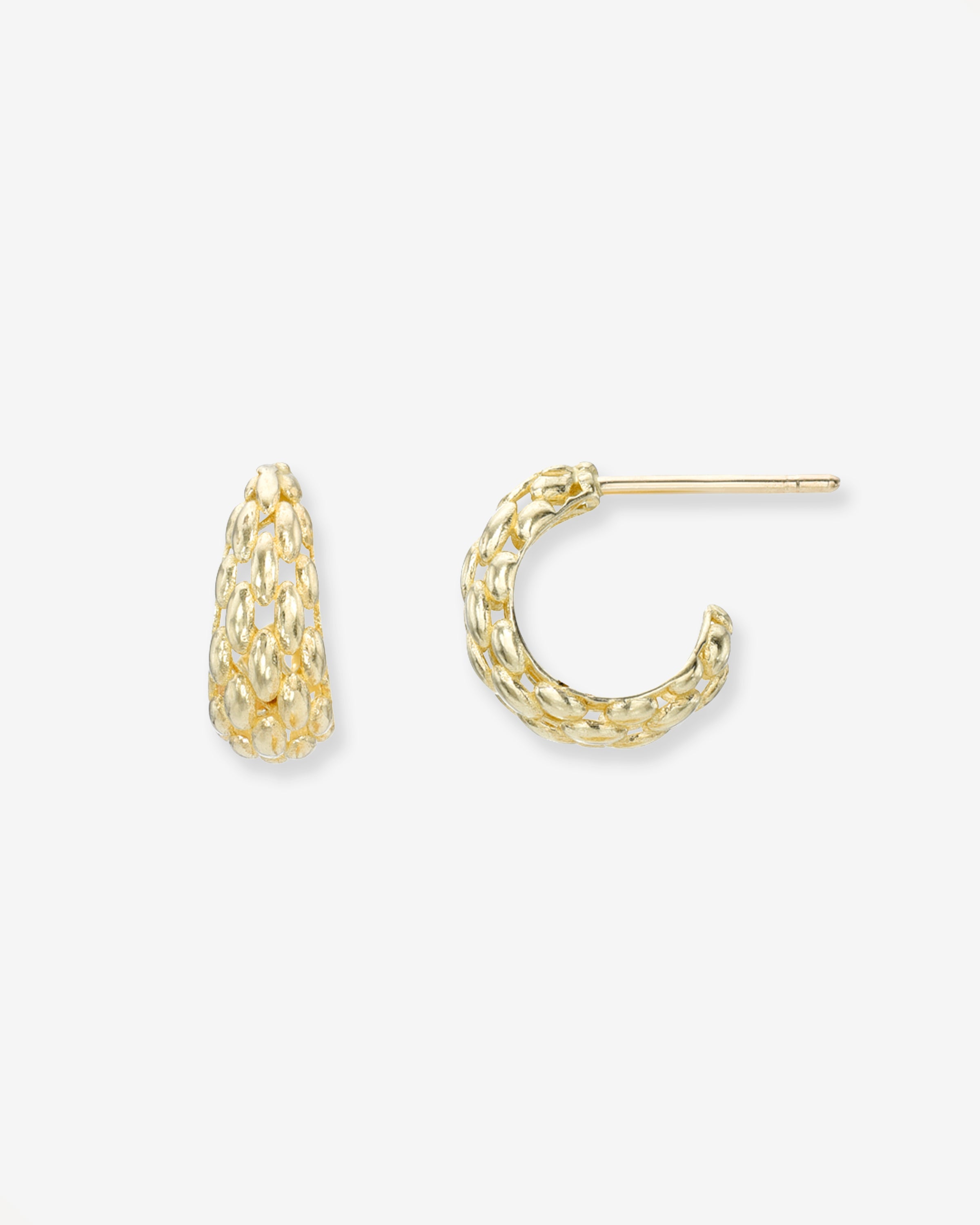 14k Gold Woven Round Stud Earrings