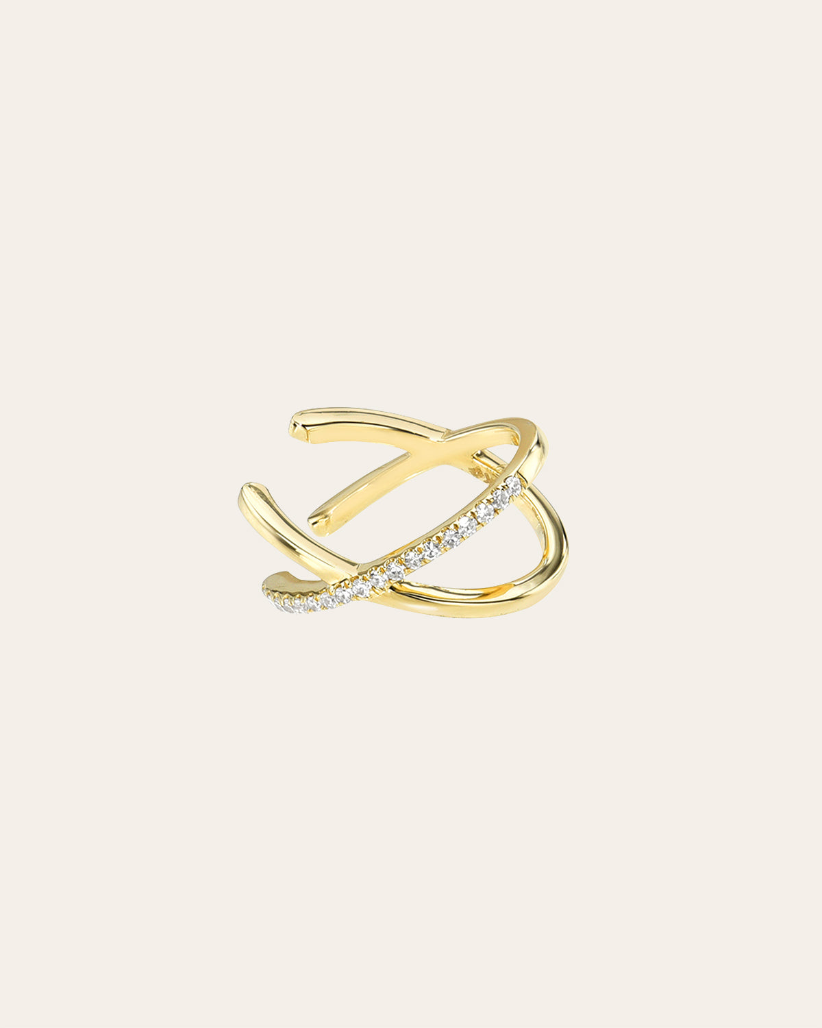 14k Gold And Diamond X Ear Cuff