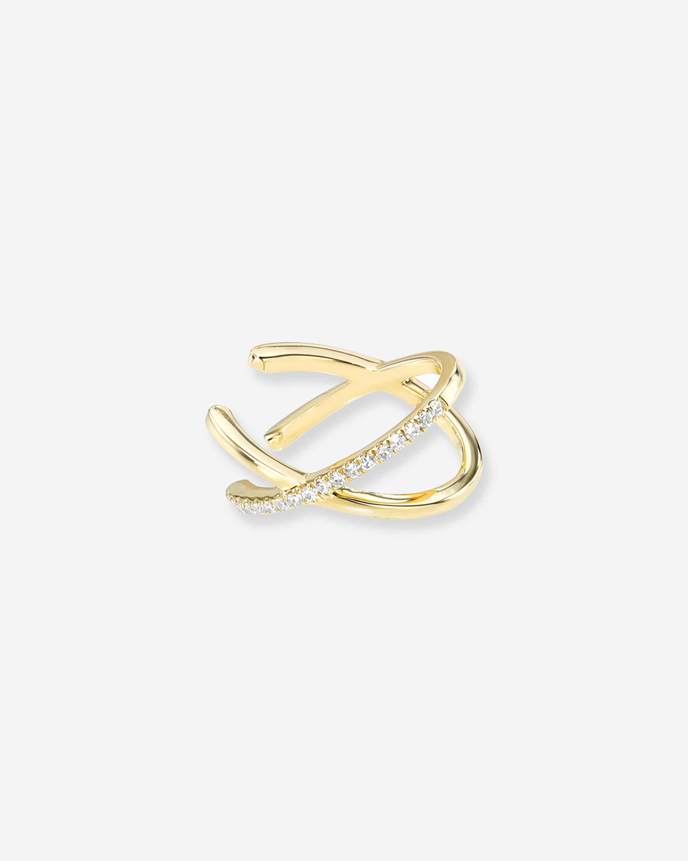 14k Gold And Diamond X Ear Cuff