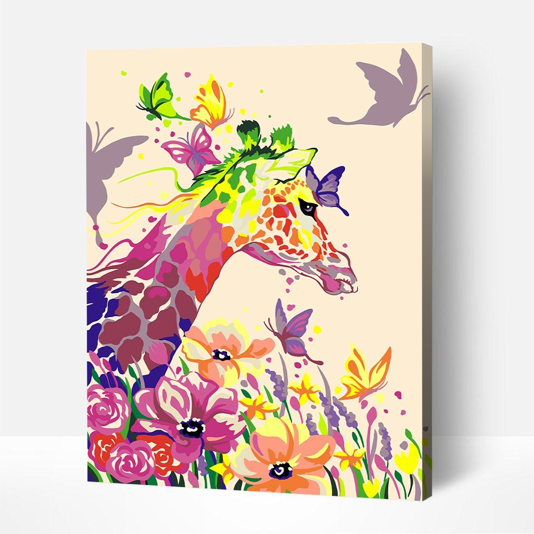 Giraffe Dreamer – Paint By Numbers Kit | Artwille | 14x18 Inch Canvas