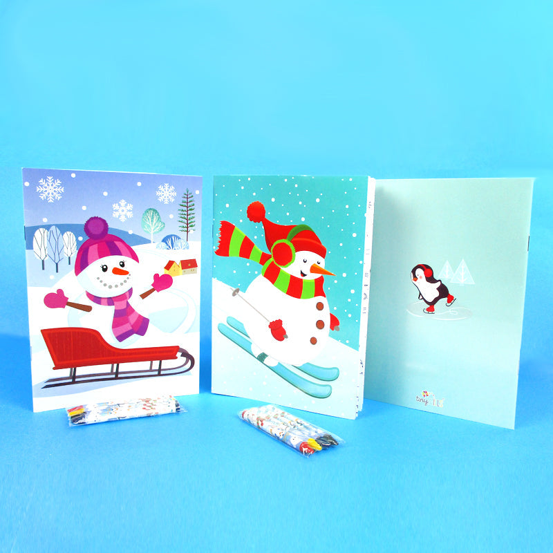Winter Holidays Penguin Coloring Books With Crayons - Set Of 6 Or 12