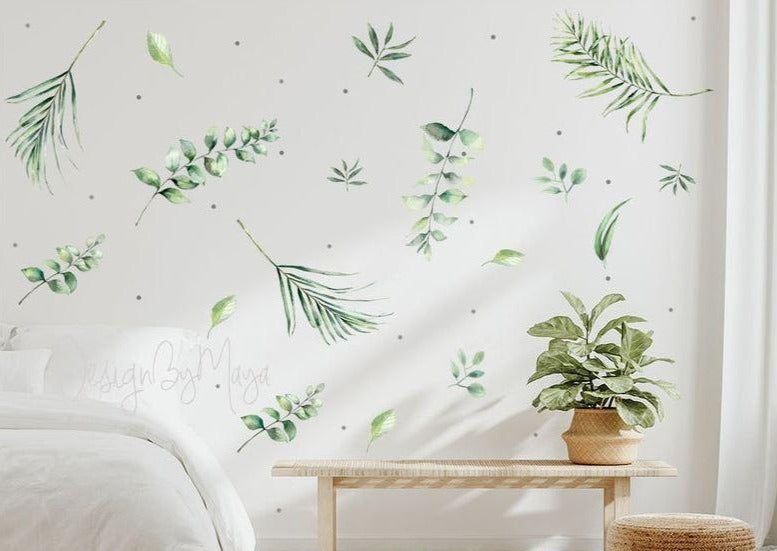 Giant Gray Leaves - Vinyl Nursery Wall Art Decals