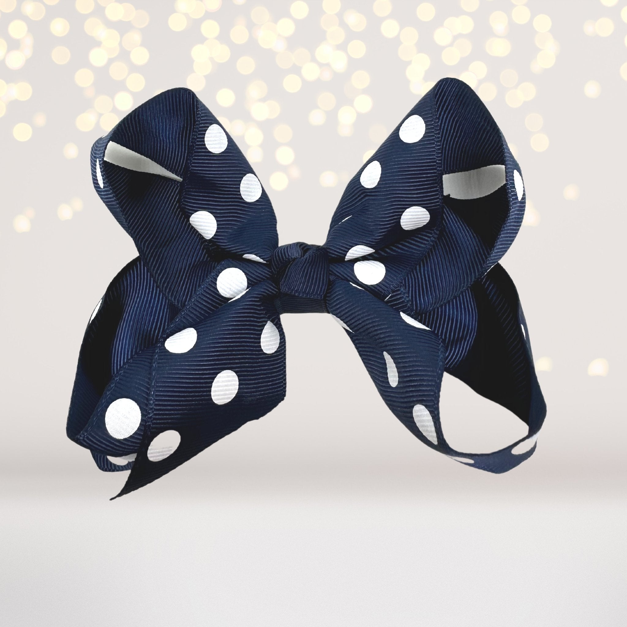 Girls Polka Dot Hair Bow, 5 Inch Grosgrain Polka Dot Hair Bow