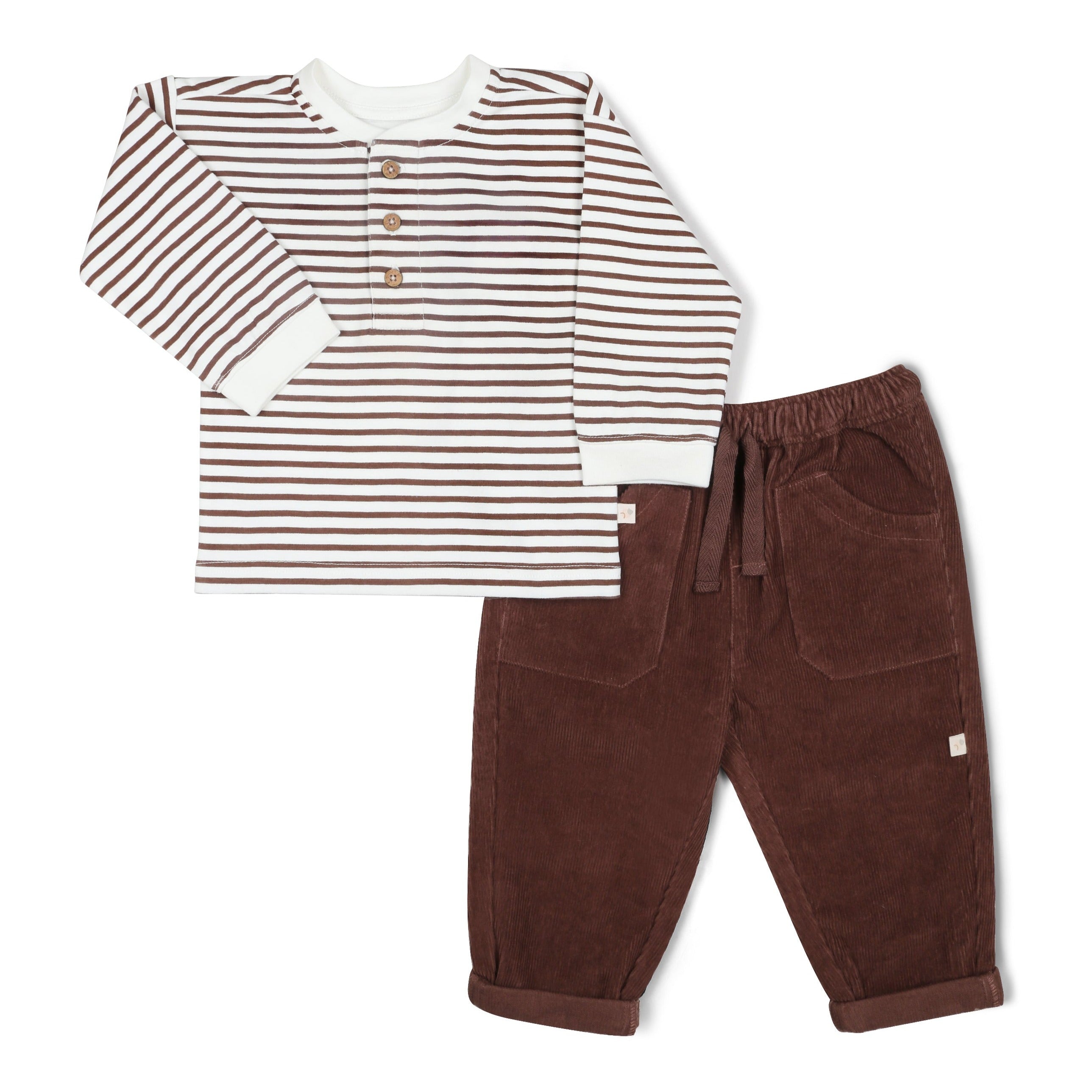 Organic Tee And Corduroy Pant Set - Plum