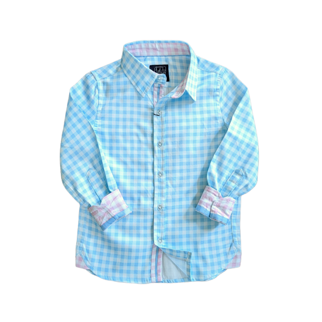 Gingham Blue Shirt In Long Sleeves