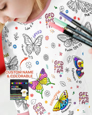 Colorable God Says I Am Butterfly Bamboo Two Piece Long Sleeve Pajama Set