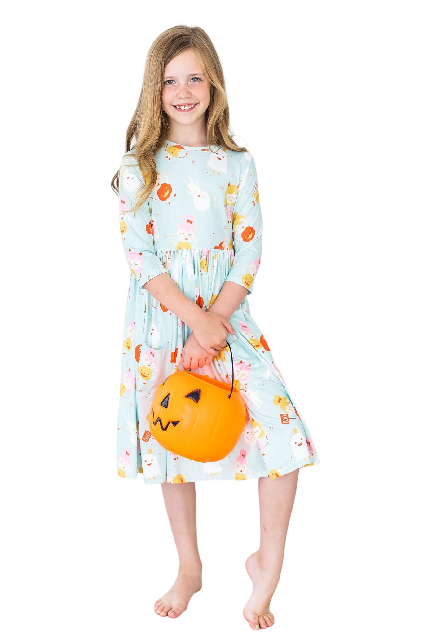 Ghouls Just Want To Have Fun 3/4 Sleeve Pocket Twirl Dress