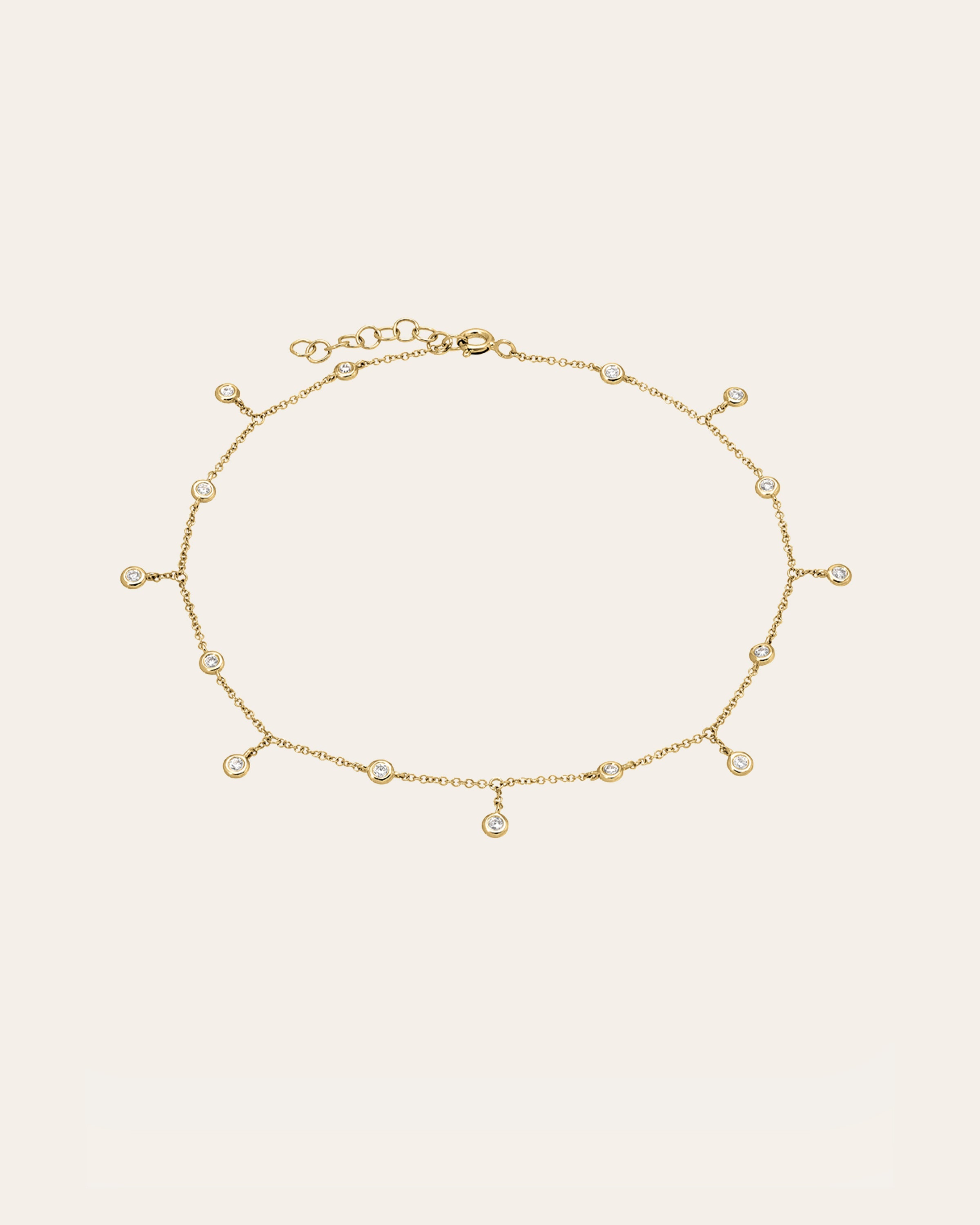 14k Bezel Diamond Fringe Anklet