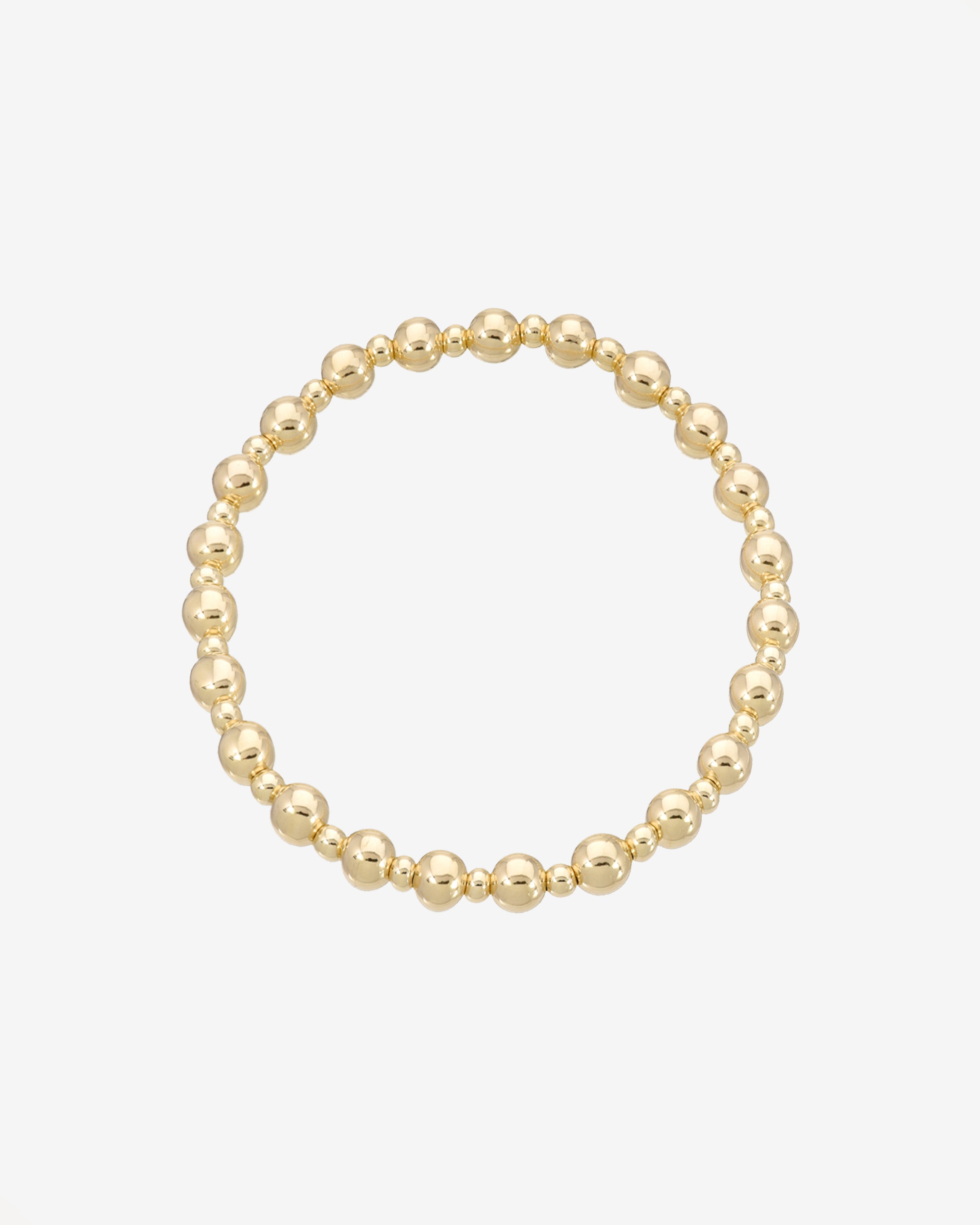 14k Gold 3mm And 5mm Bead Bracelet