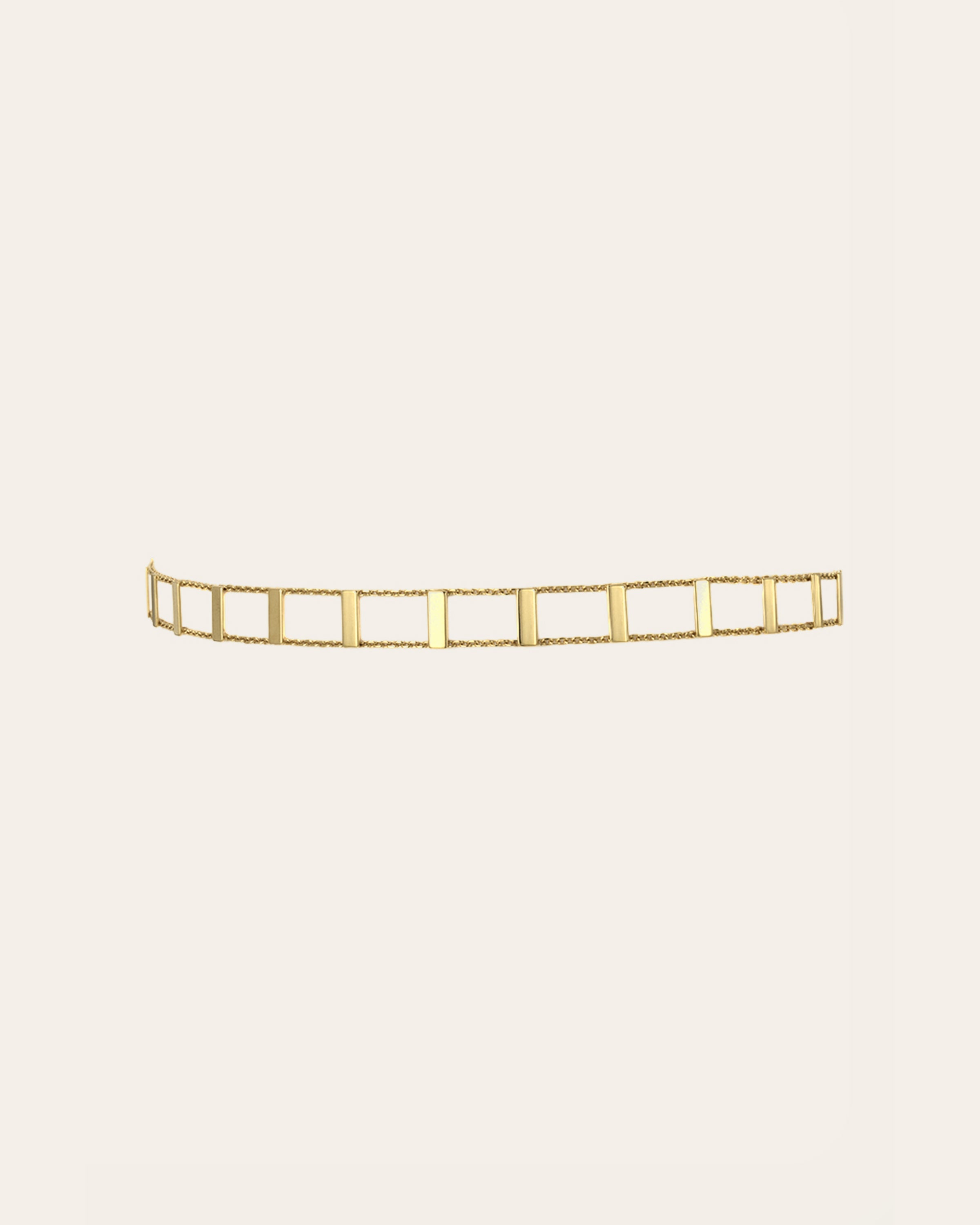 14k Gold Bar Segment Choker Necklace