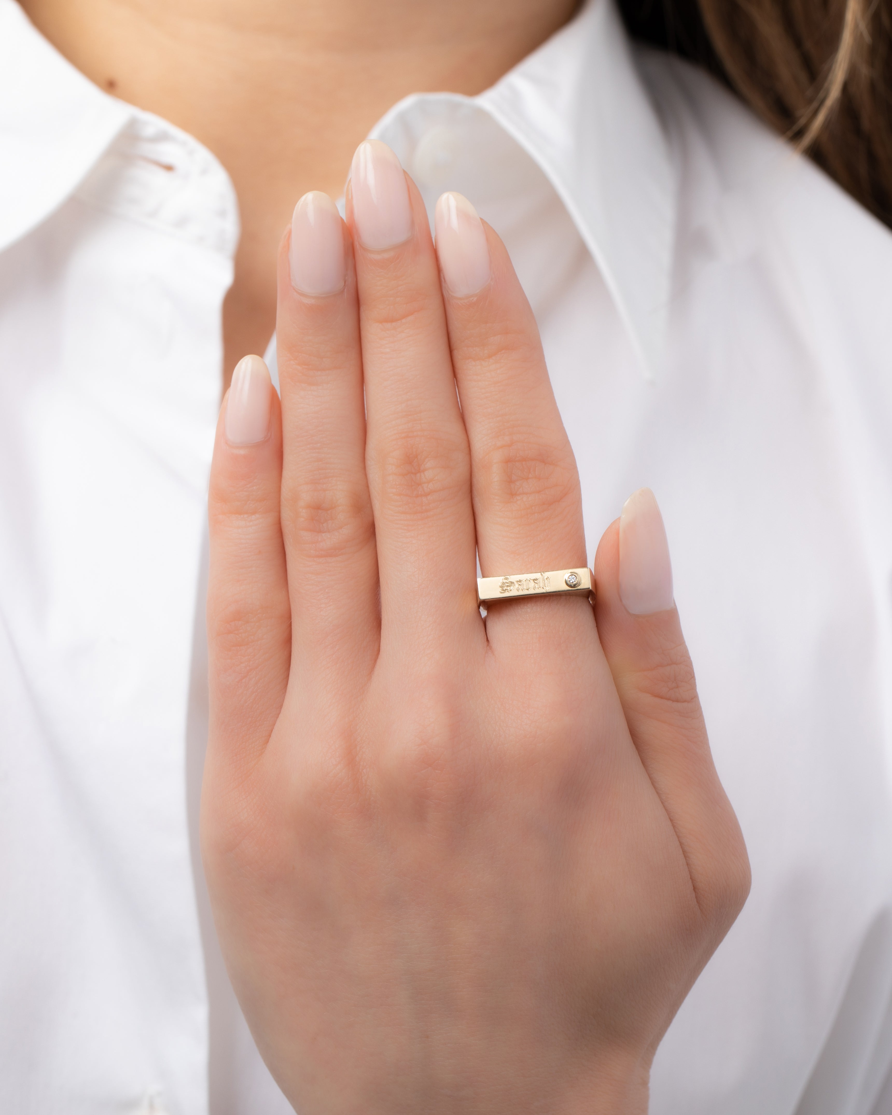 14k Gold Bar Signet Ring