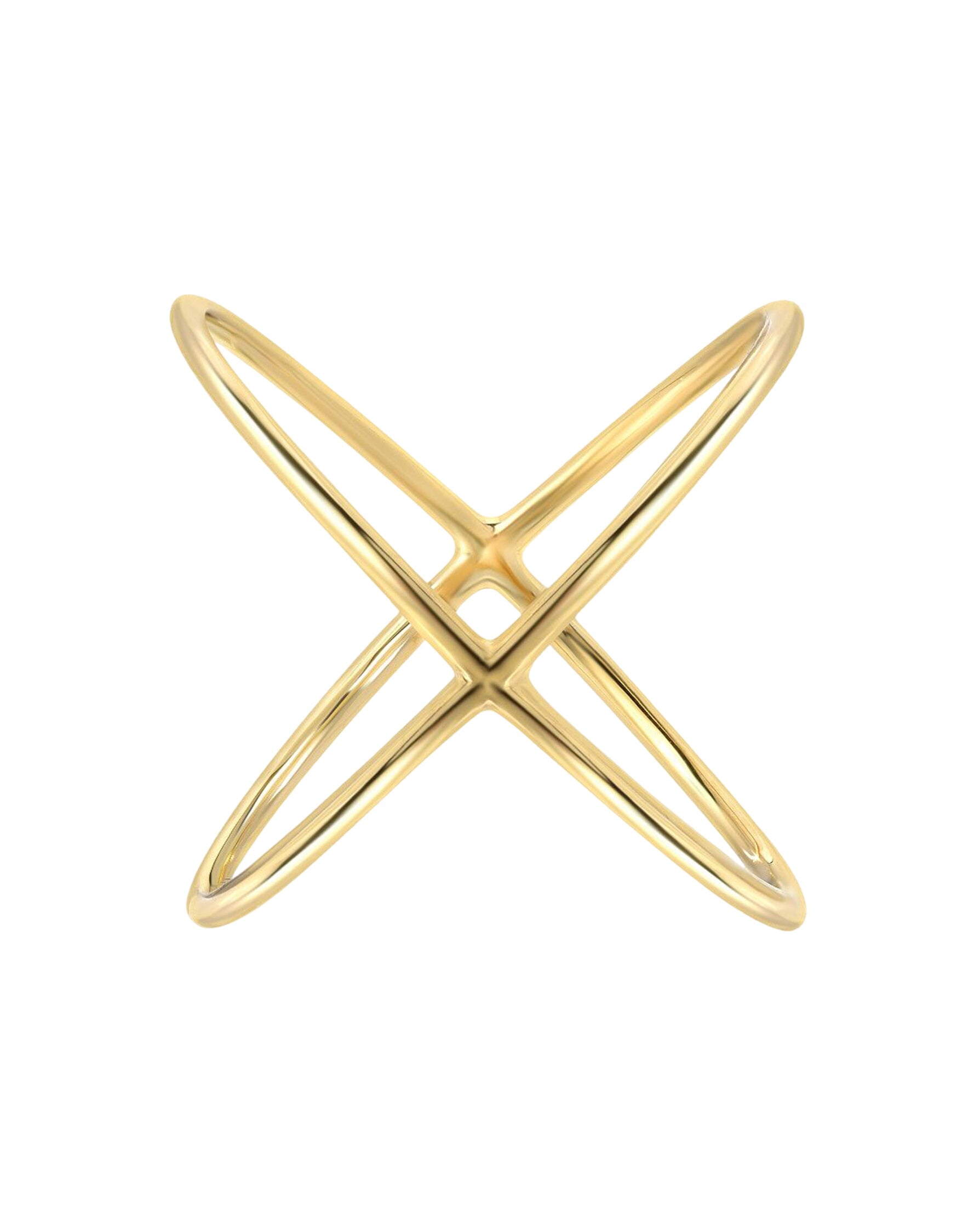 14k Gold Large X Ring