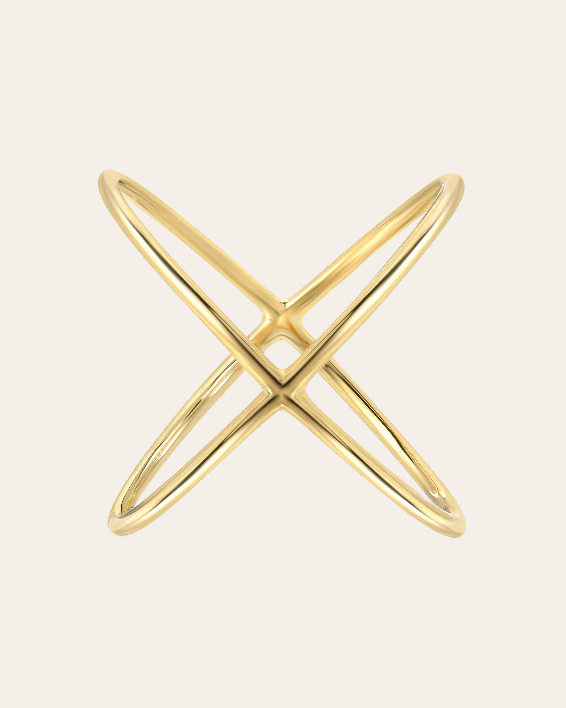 14k Gold Large X Ring