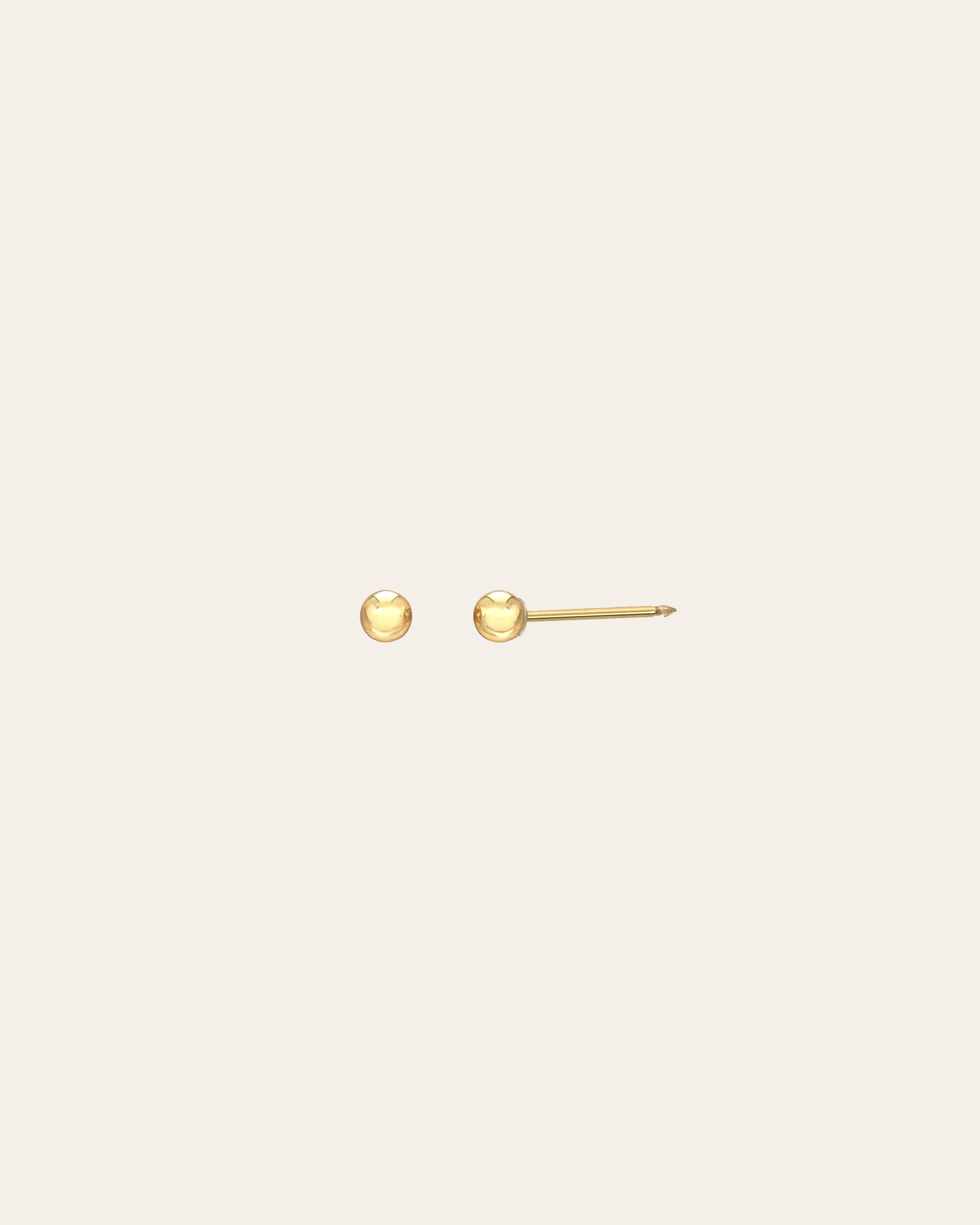 14k Gold Bead Stud Earrings