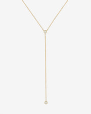 14k Gold Bezel Diamond Lariat Necklace