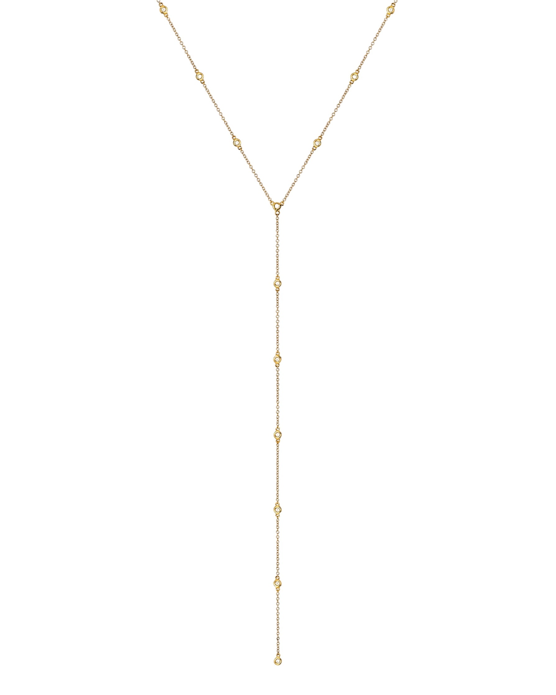 14k Gold Bezel Diamond By The Yard Lariat Necklace