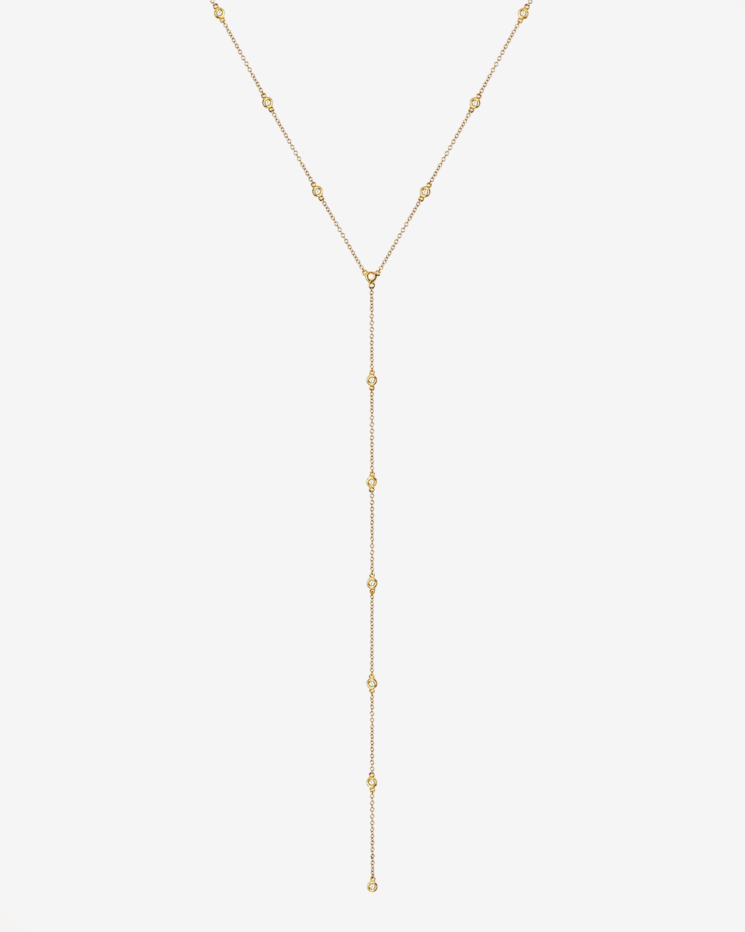14k Gold Bezel Diamond By The Yard Lariat Necklace