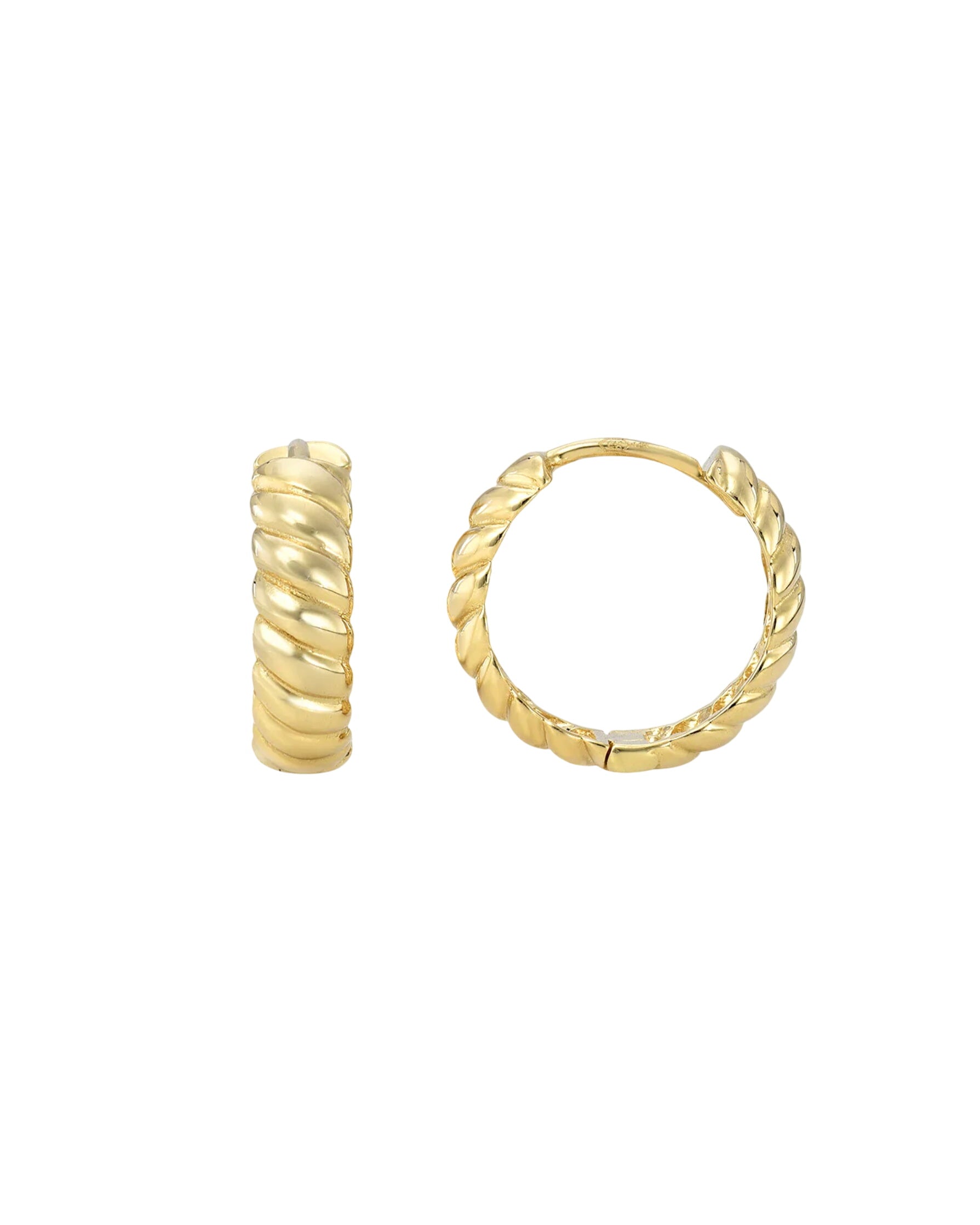 14k Gold Braided Huggie Earrings